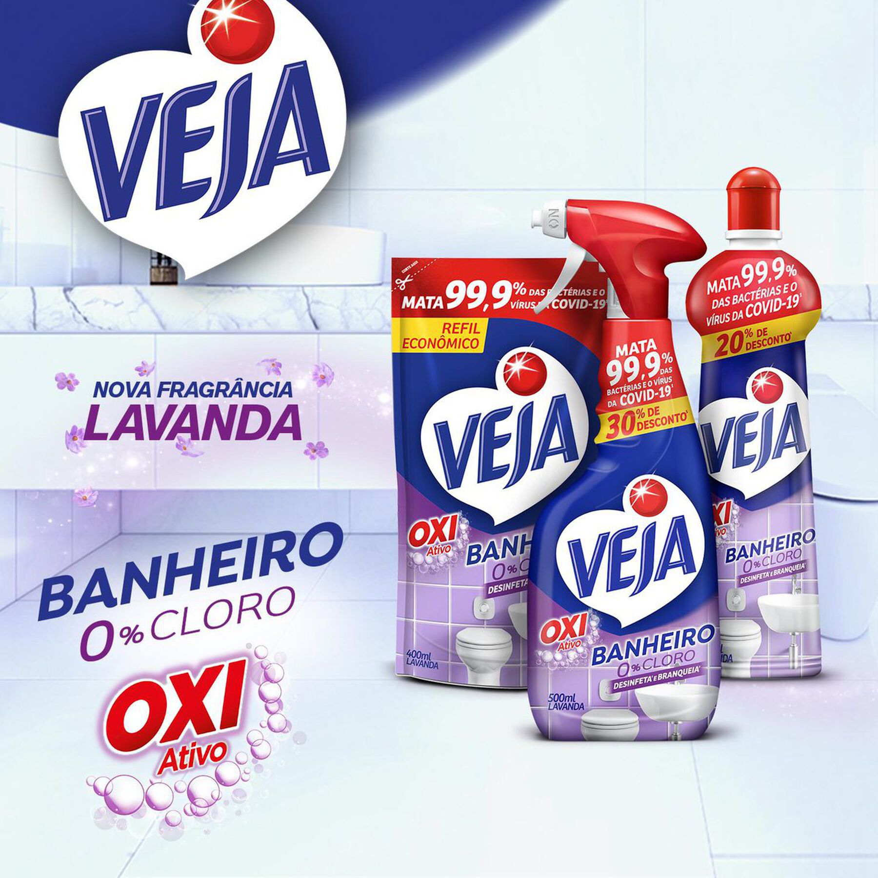 Desinfetante Banheiro Lavanda Veja Squeeze 500ml - Embalagem 20% de Desconto