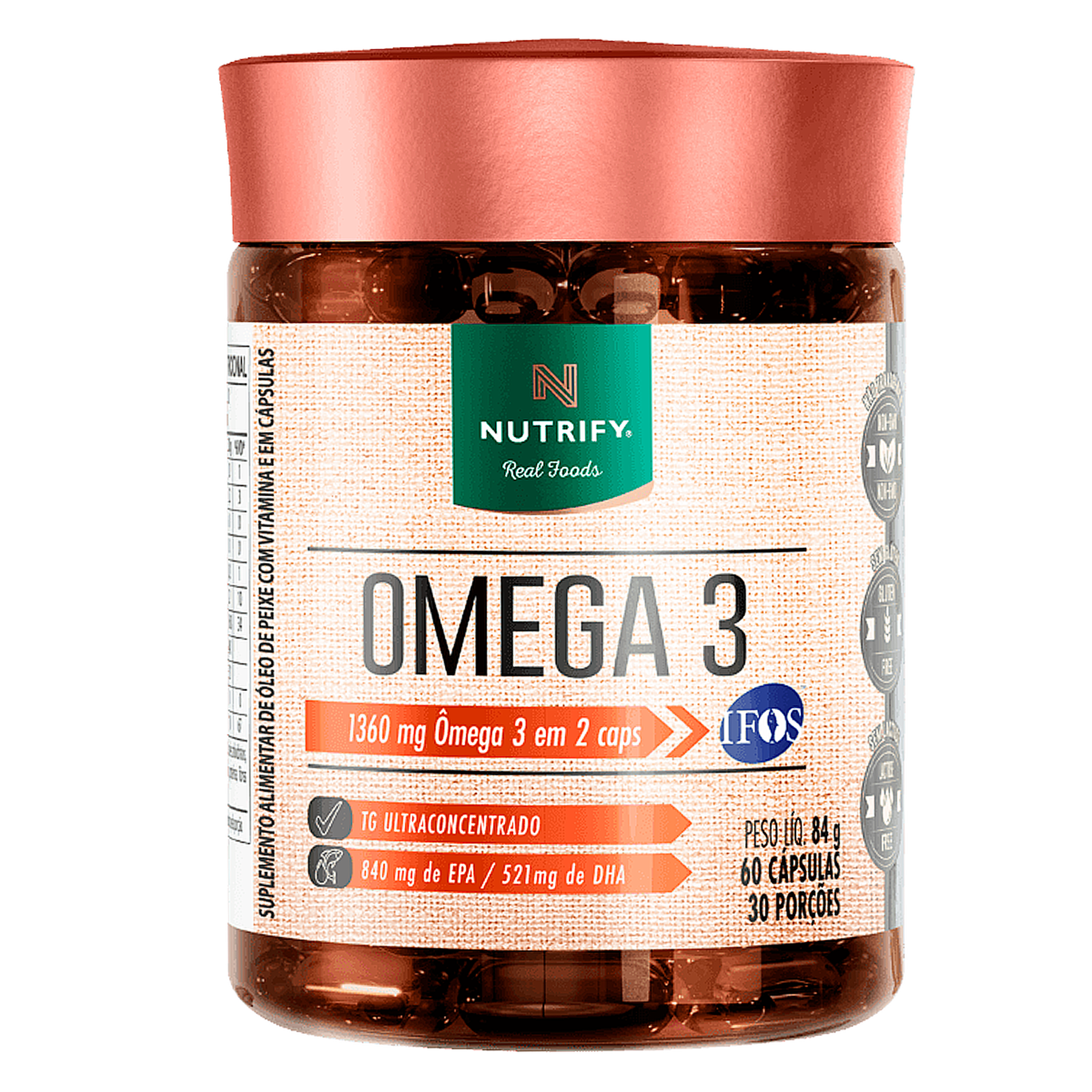 &Ocirc;mega 3 em C&aacute;psula Nutrify Pote 84g 60 Unidades