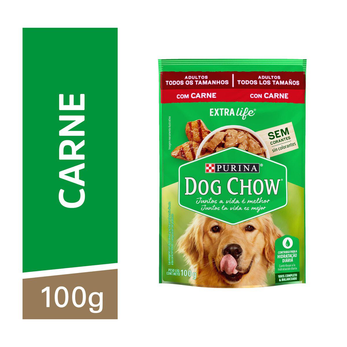 Ra&ccedil;&atilde;o &Uacute;mida C&atilde;es Carne Dog Chow Sach&ecirc; 100g