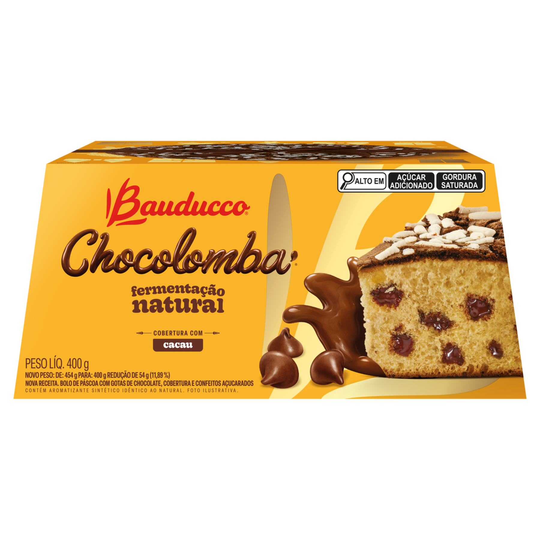 Chocolomba com Gotas de Chocolate, Cobertura e Confeitos Açucarados Bauducco Caixa 400g