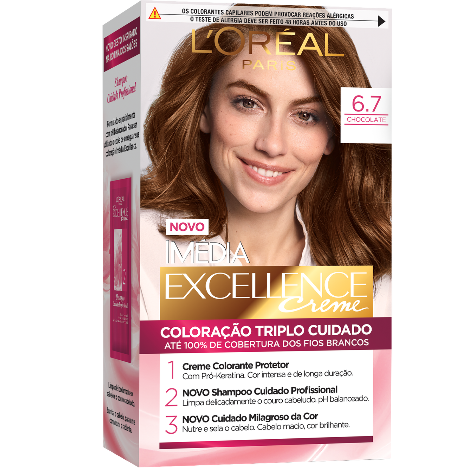 Kit Colora&ccedil;&atilde;o Creme 6.7 Chocolate L'or&eacute;al Paris Im&eacute;dia Excellence