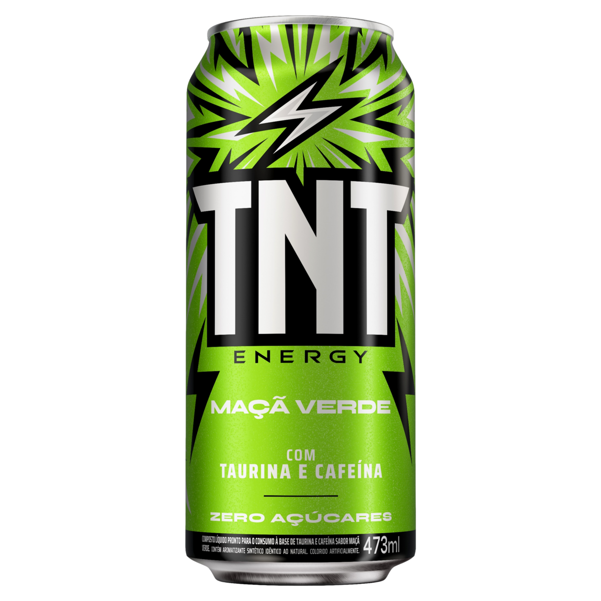 Energ&eacute;tico Ma&ccedil;&atilde; Verde Zero A&ccedil;&uacute;car TNT Lata 473ml