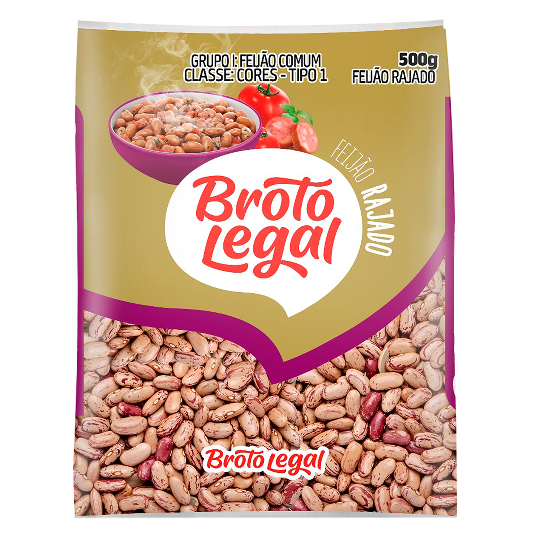 Feij&atilde;o Rajado Tipo 1 Broto Legal Pacote 500g