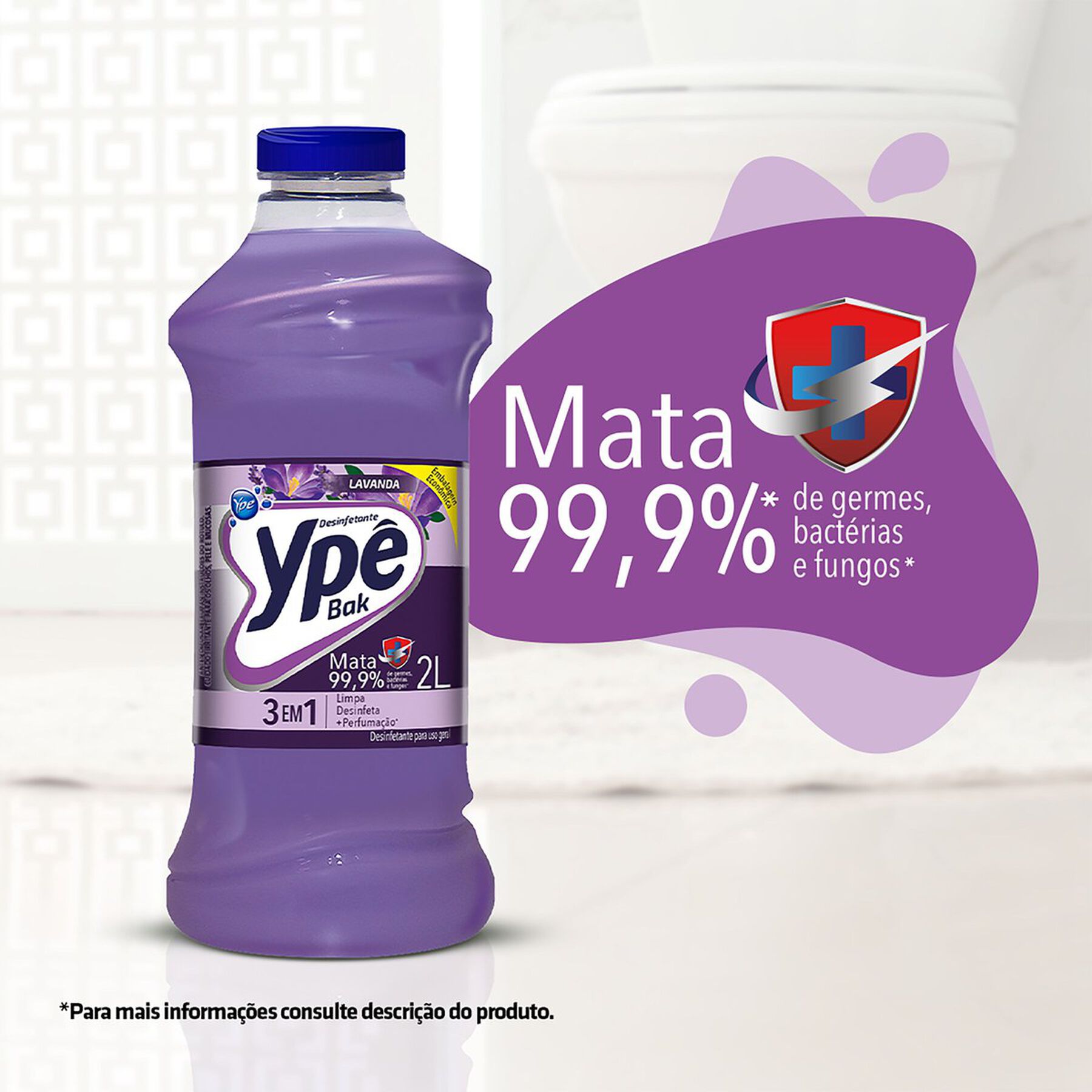 Desinfetante Uso Geral Lavanda Ypê Bak Frasco 2l