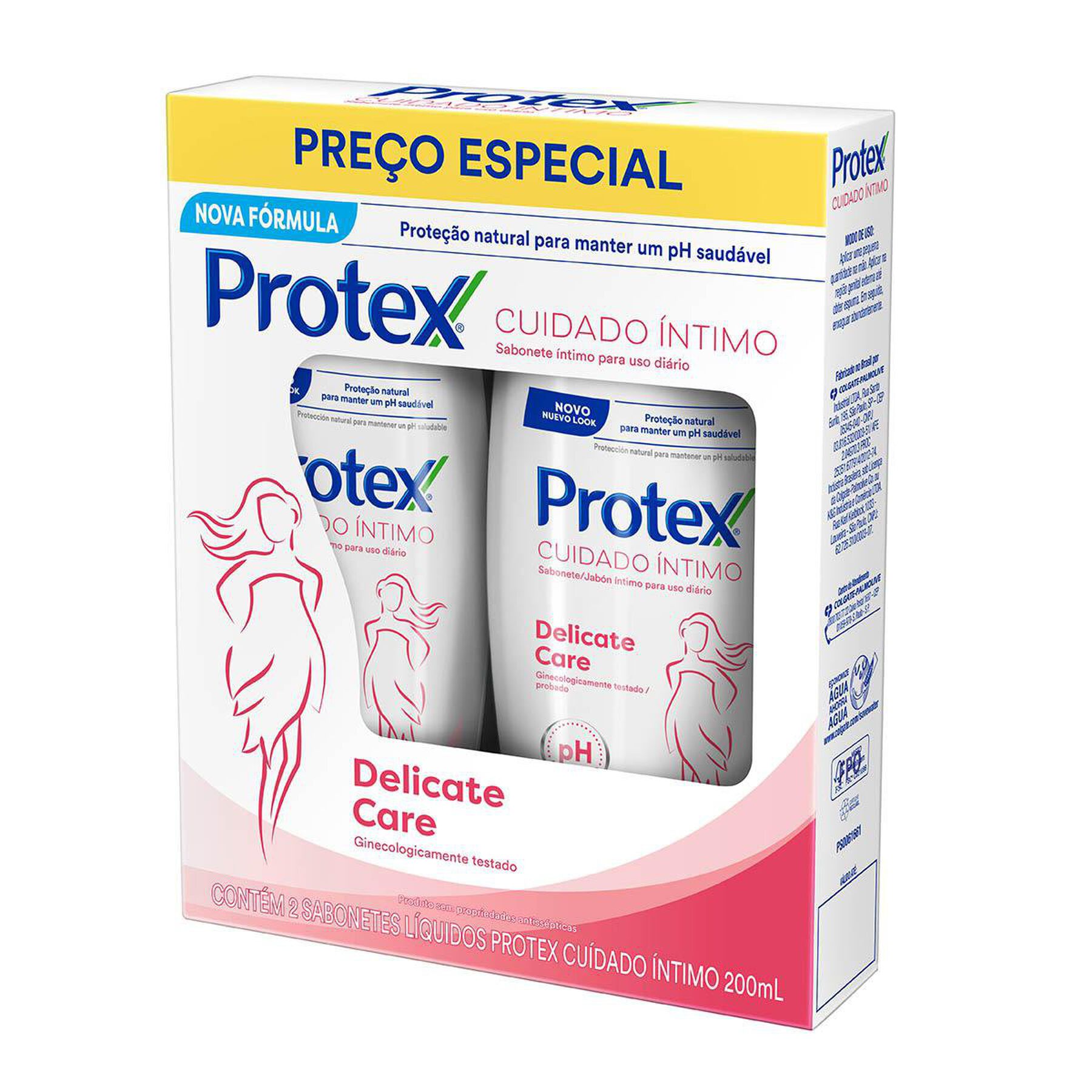 Sabonete &Iacute;ntimo L&iacute;quido Cuidado &Iacute;ntimo Delicate Care Protex Frasco 2x200ml