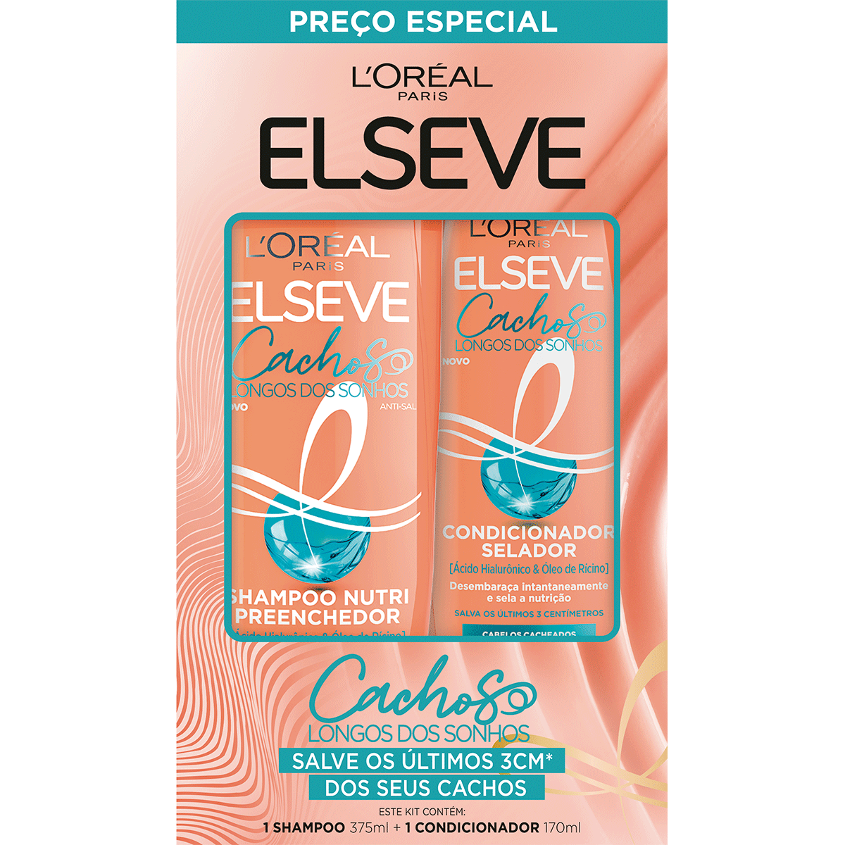 Shampoo 375ml + Condicionador 170ml Cachos Longos dos Sonhos Elseve L'Or&eacute;al Paris - Embalagem Pre&ccedil;o Especial