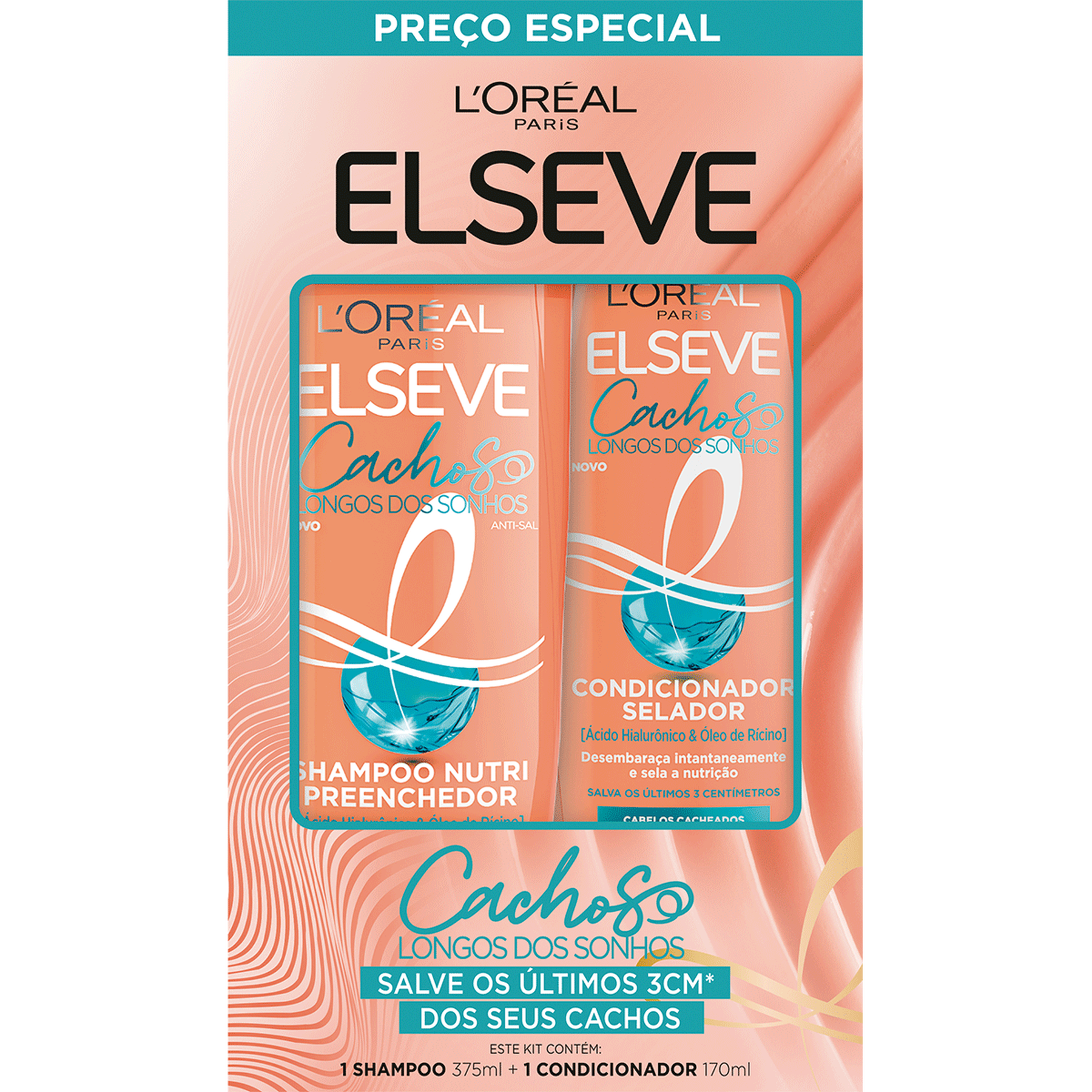 Shampoo 375ml + Condicionador 170ml Cachos Longos dos Sonhos Elseve L'Oréal Paris - Embalagem Preço Especial