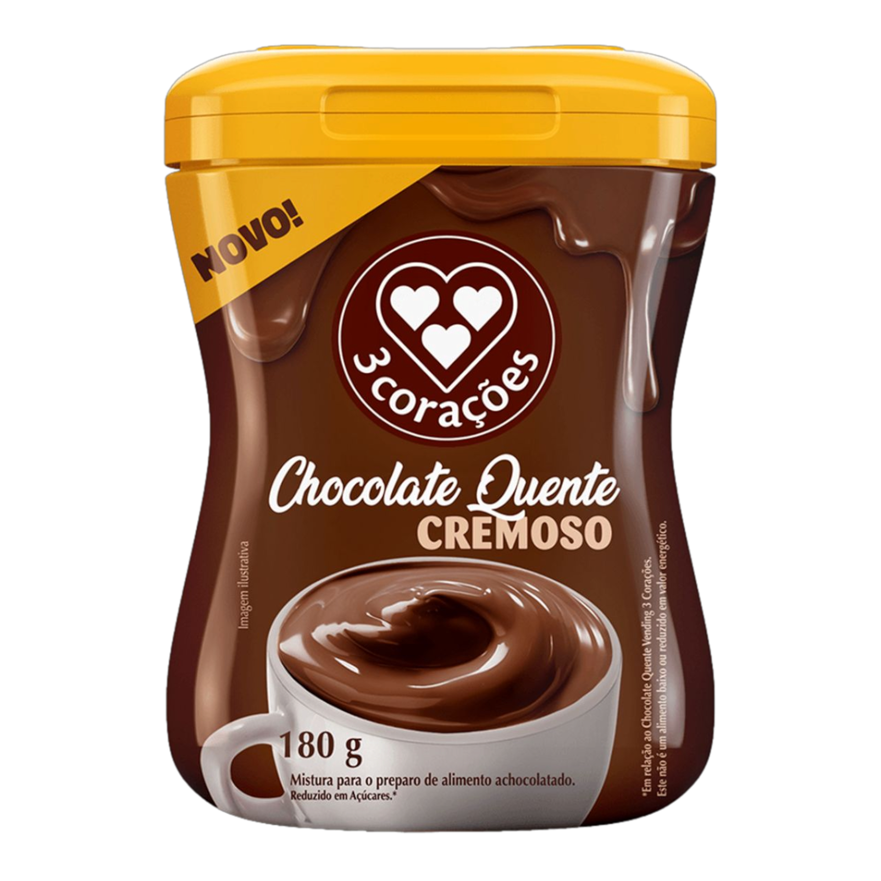 Chocolate Quente em P&oacute; Cremoso 3 Cora&ccedil;&otilde;es Pote 180g&nbsp;