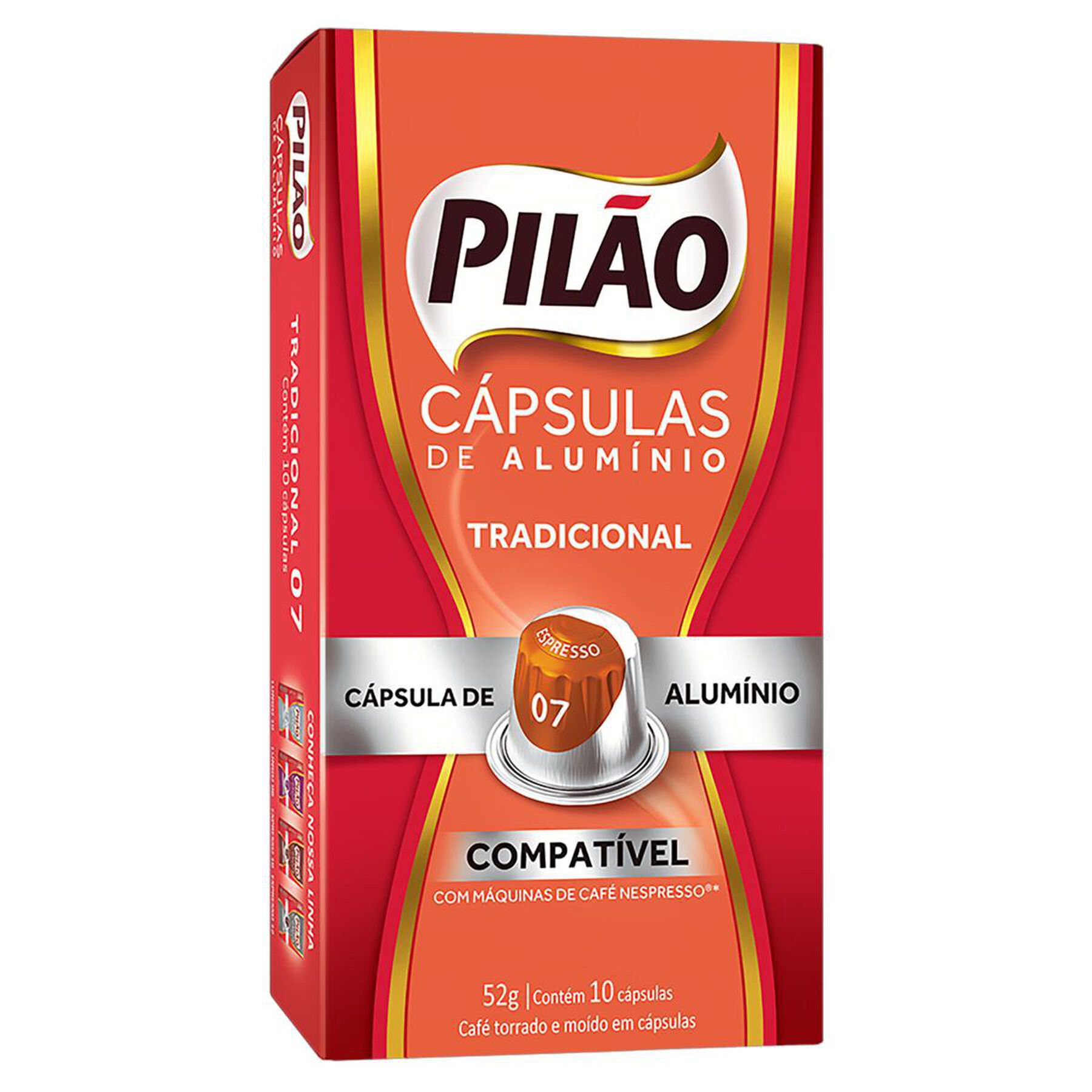 Café em Cápsula Torrado e Moído Espresso 07 Tradicional Pilão Caixa 52g C/10 Unidades