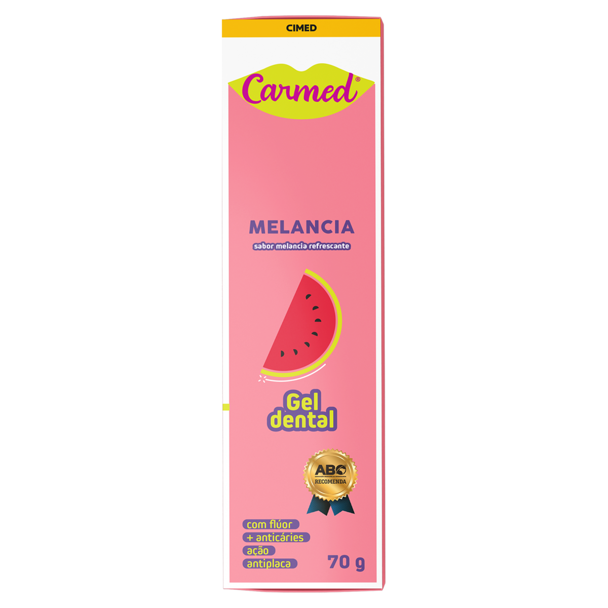 Gel Dental Infantil com Fl&uacute;or Melancia Carmed Caixa 70g