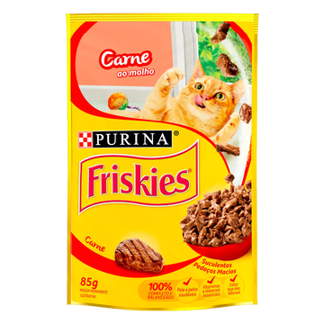 Alimento para Gatos Carne ao Molho Purina Friskies Sachê 85g