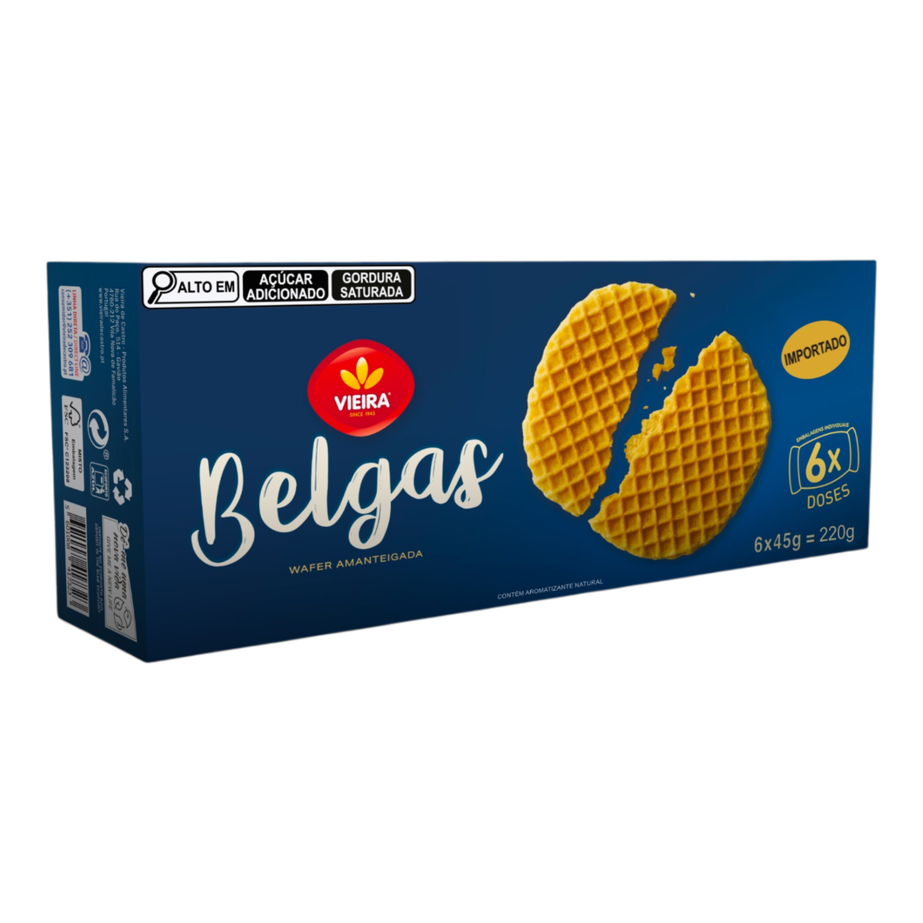 Biscoito Wafer Amanteigado Belgas Vieira Caixa 220g