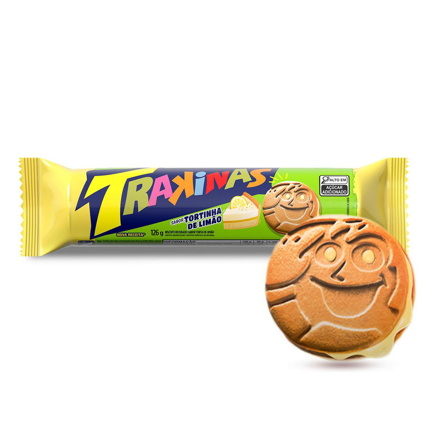Biscoito Recheio Tortinha de Limão Trakinas Pacote 126g