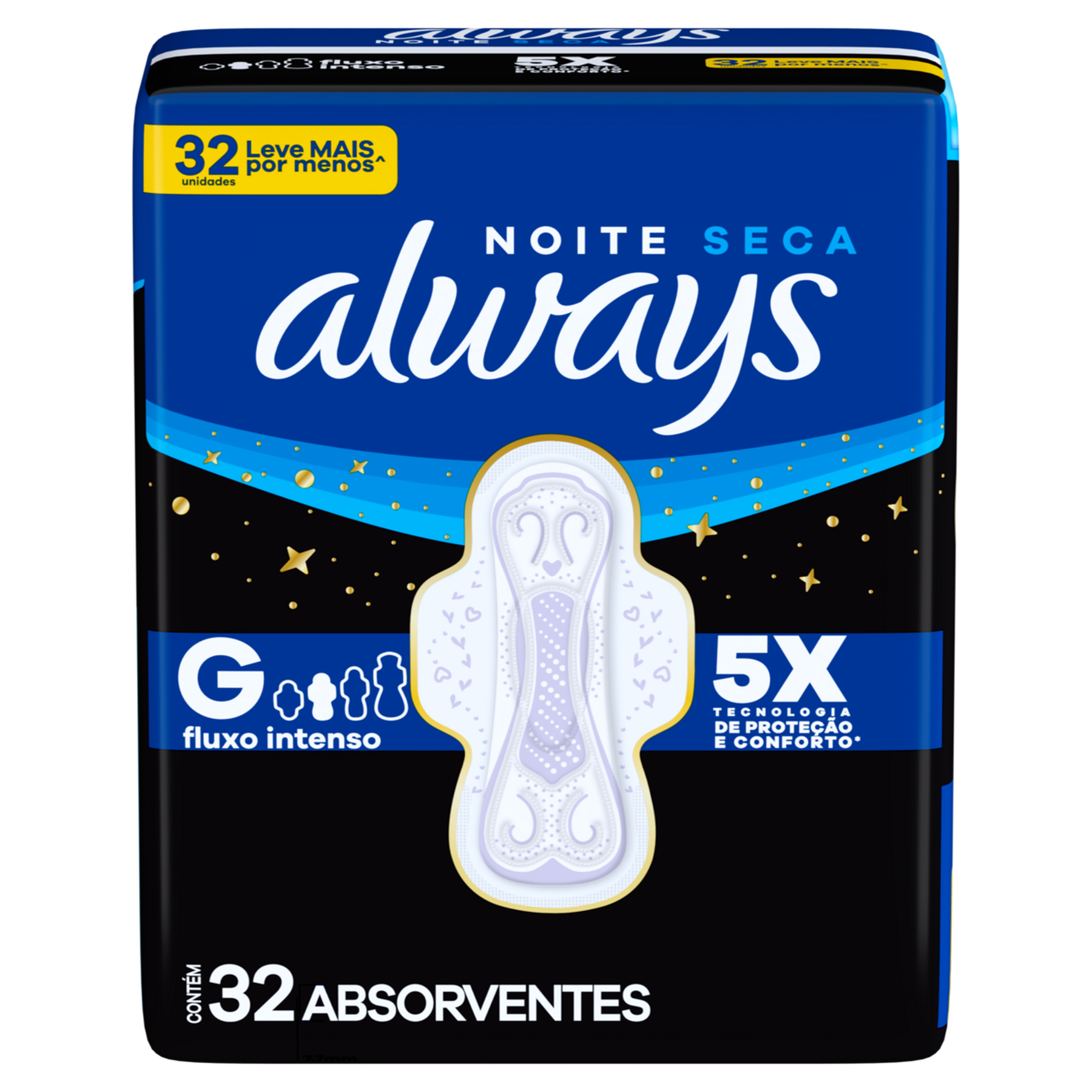 Absorvente com Abas Noite Seca Always G Pacote C/32 Unidades - Embalagem Leve Mais Pague Menos