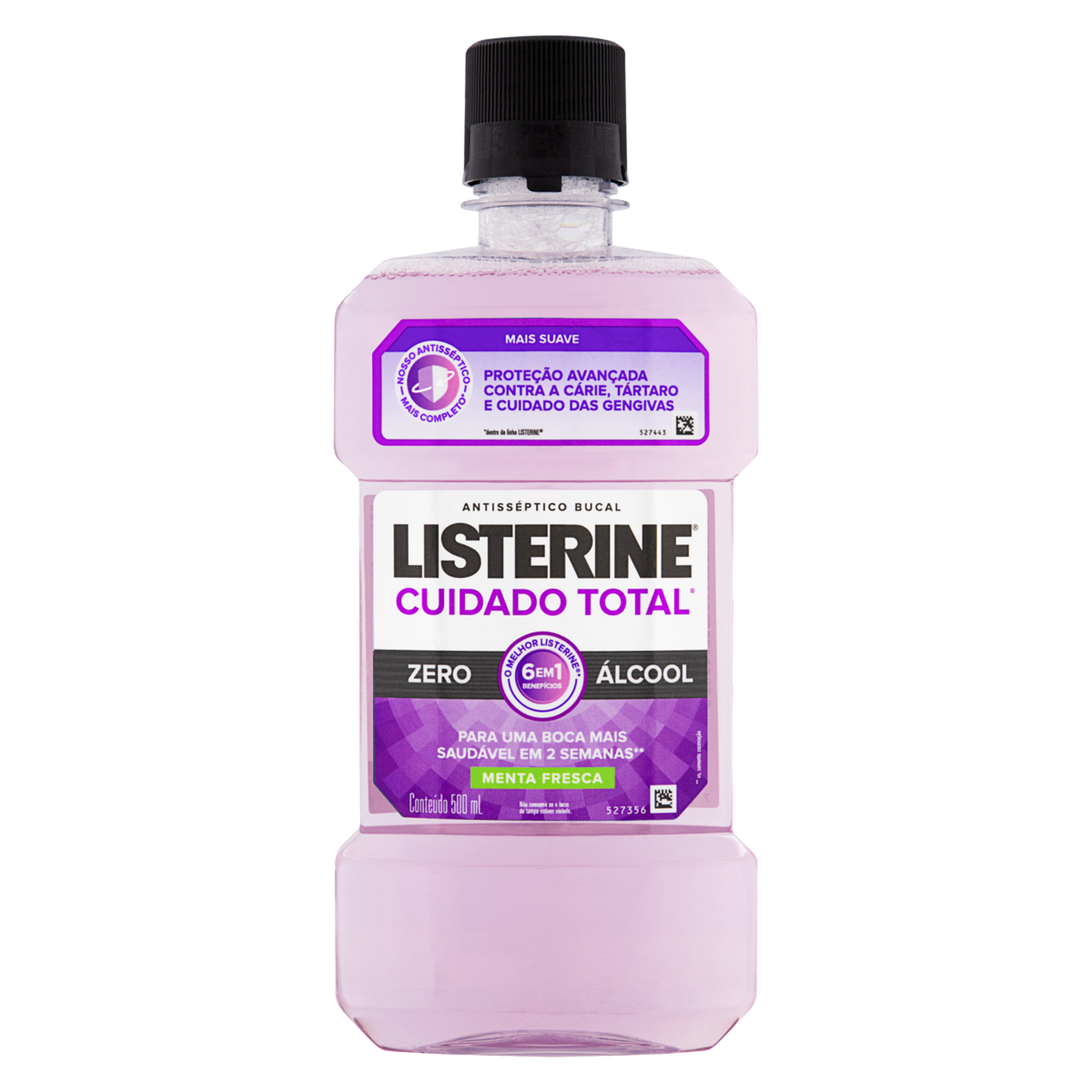 Enxaguante Bucal Antiss&eacute;ptico Zero &Aacute;lcool Menta Fresca Listerine Cuidado Total Frasco 500ml