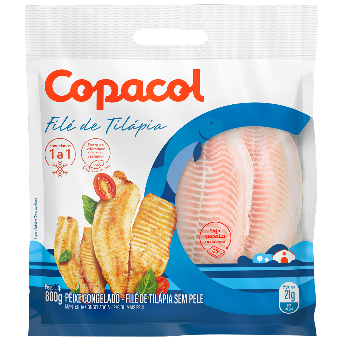 Fil&eacute; de Til&aacute;pia Copacol Pacote 800g