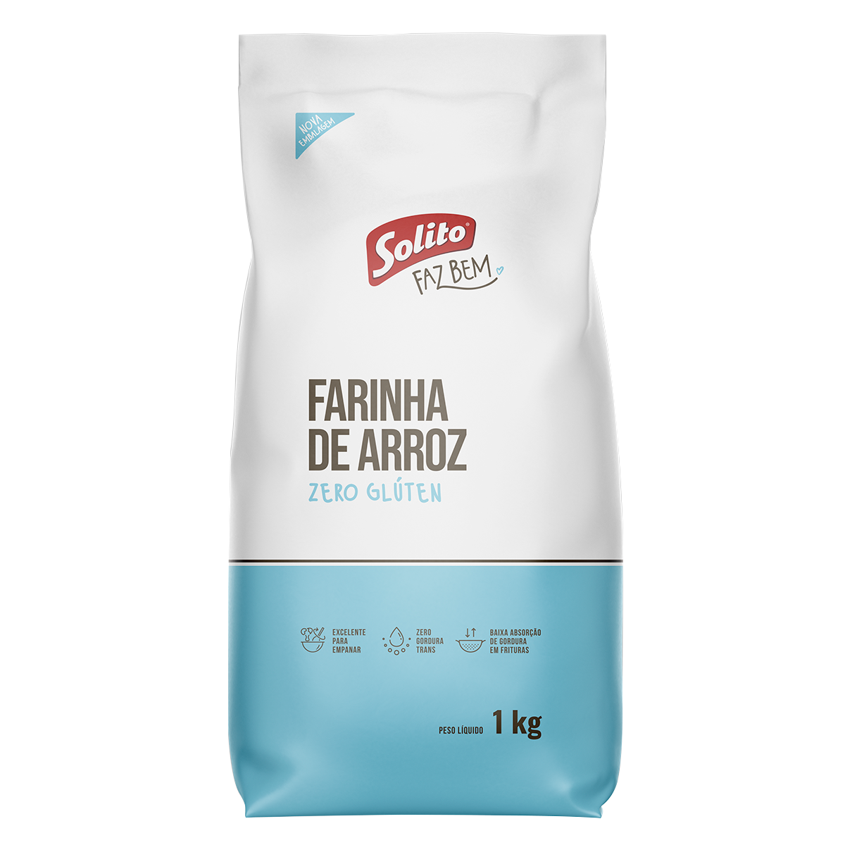 Farinha de Arroz Zero Gl&uacute;ten Solito Pacote 1kg