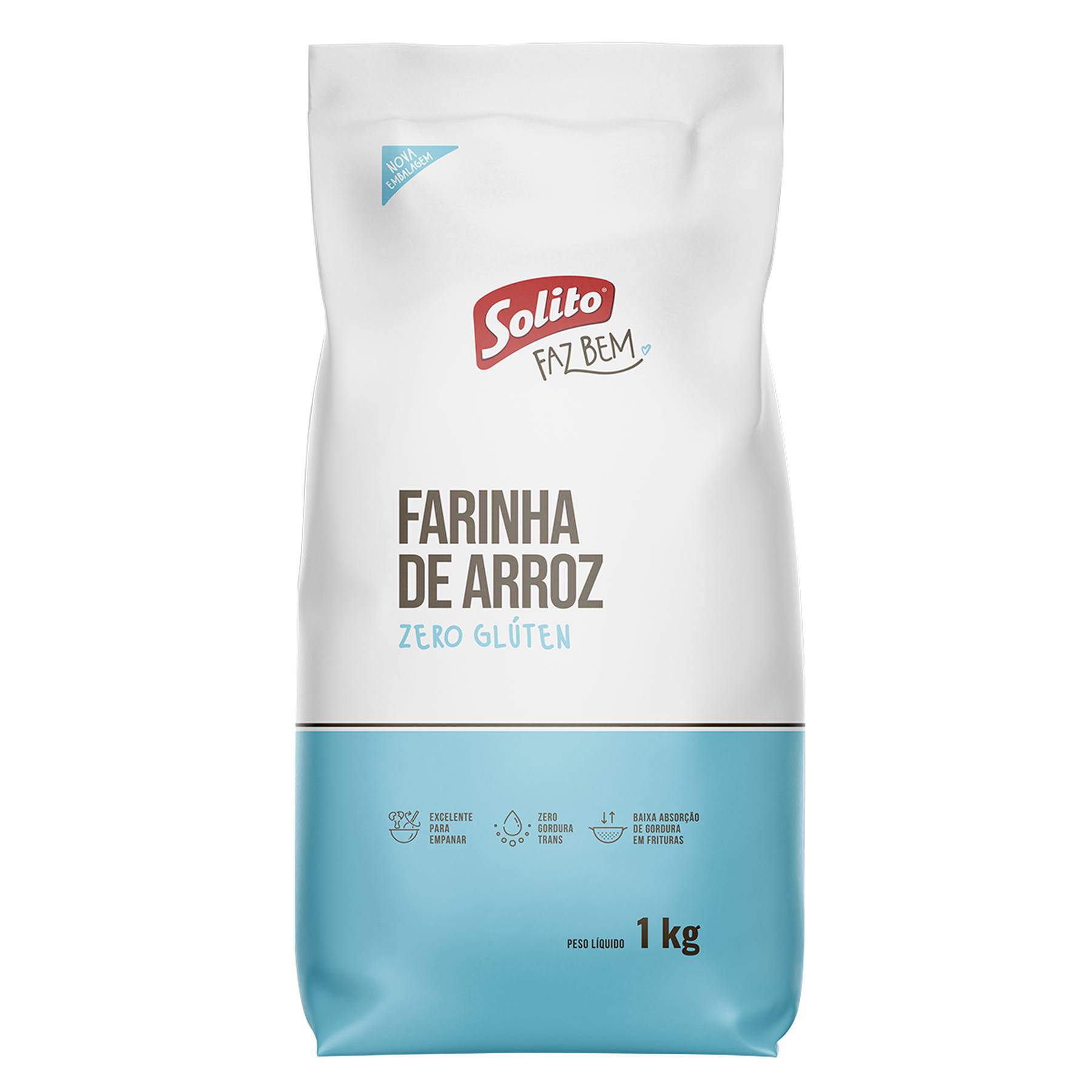 Farinha de Arroz Zero Gl&uacute;ten Solito Pacote 1kg