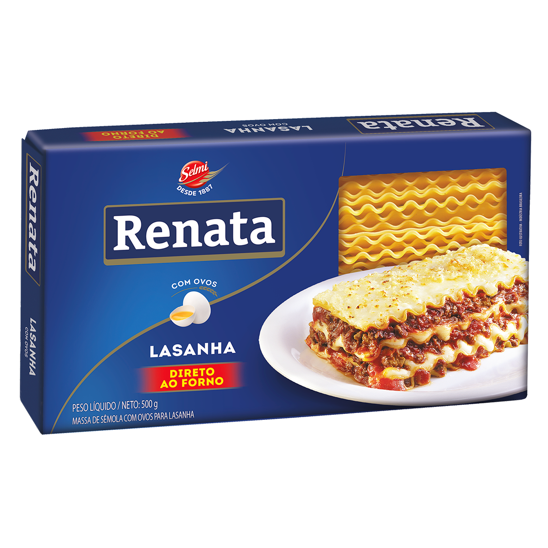 Massa de S&ecirc;mola com Ovos para Lasanha Renata 500g&nbsp;