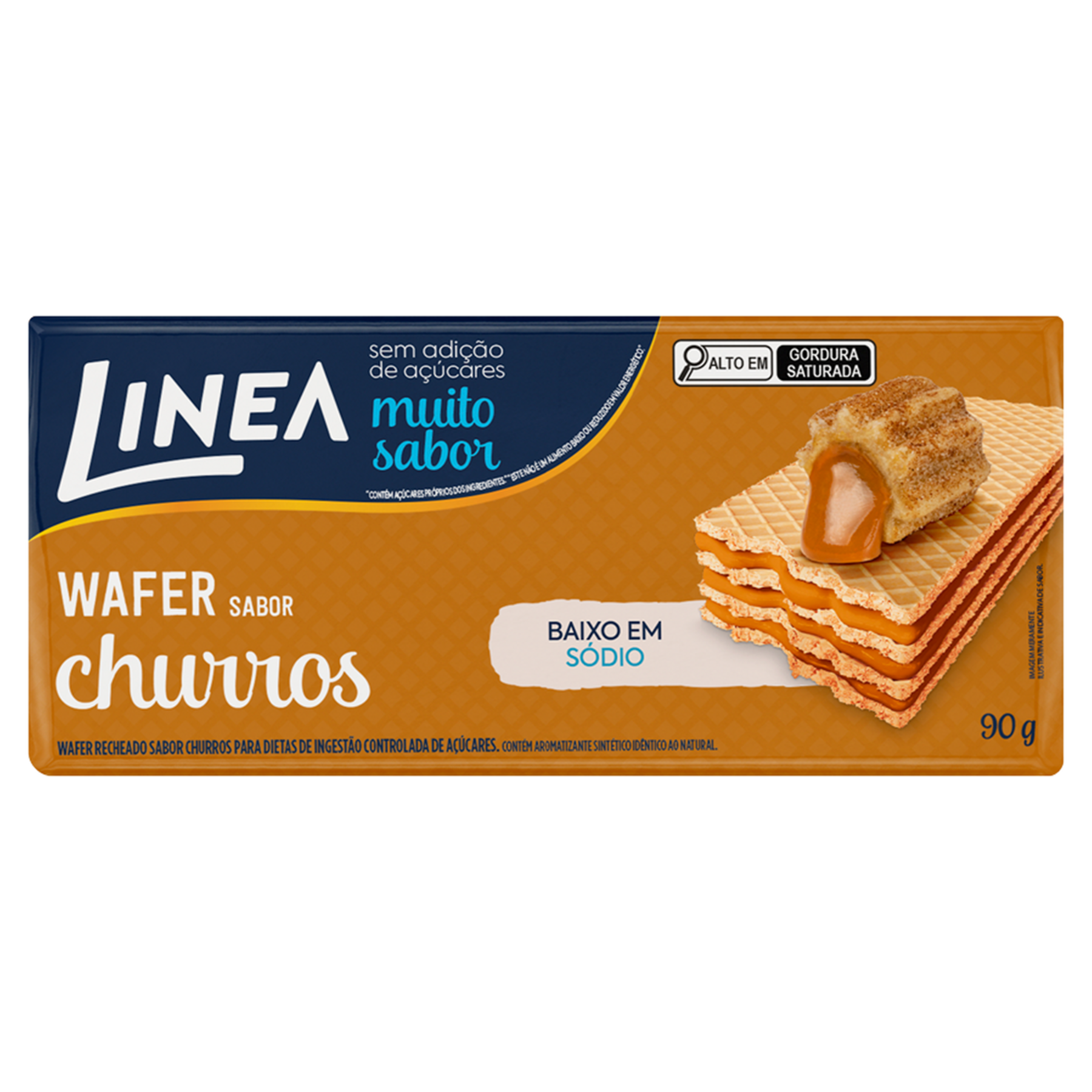 Biscoito Wafer Recheio Churros Linea Pacote 90g