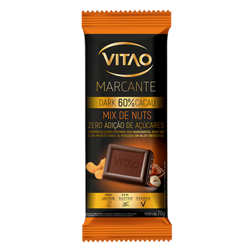 Chocolate Mix de Nuts Dark 60% Cacau Zero Vitao 70g