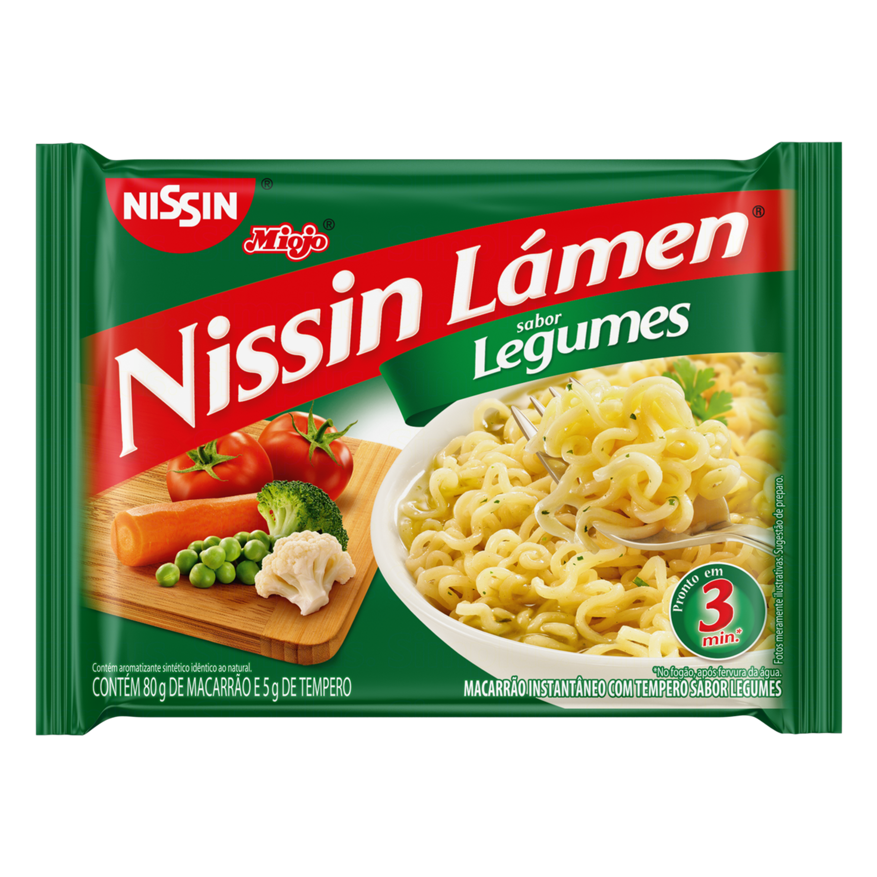 Macarrão Instantâneo Legumes Nissin Miojo Lámen Pacote 85g