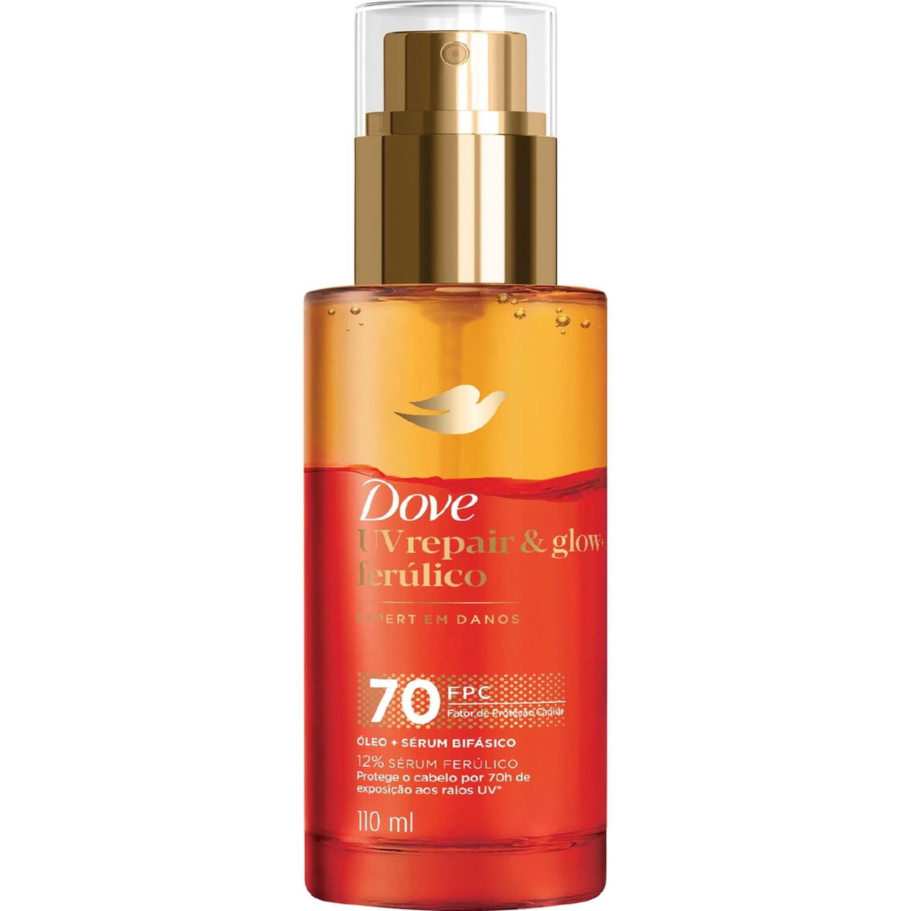 &Oacute;leo e S&eacute;rum Bif&aacute;sico UV Repair e Glow + Fer&uacute;lico Dove Frasco 110ml Spray