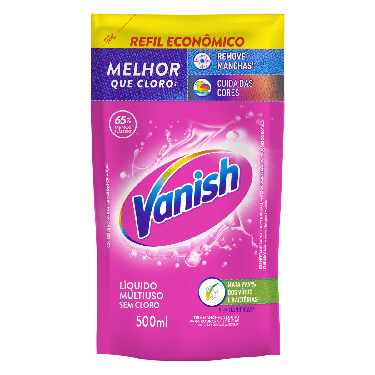 Tira-Manchas L&iacute;quido Multiuso Vanish Sach&ecirc; 500ml - Refil Econ&ocirc;mico