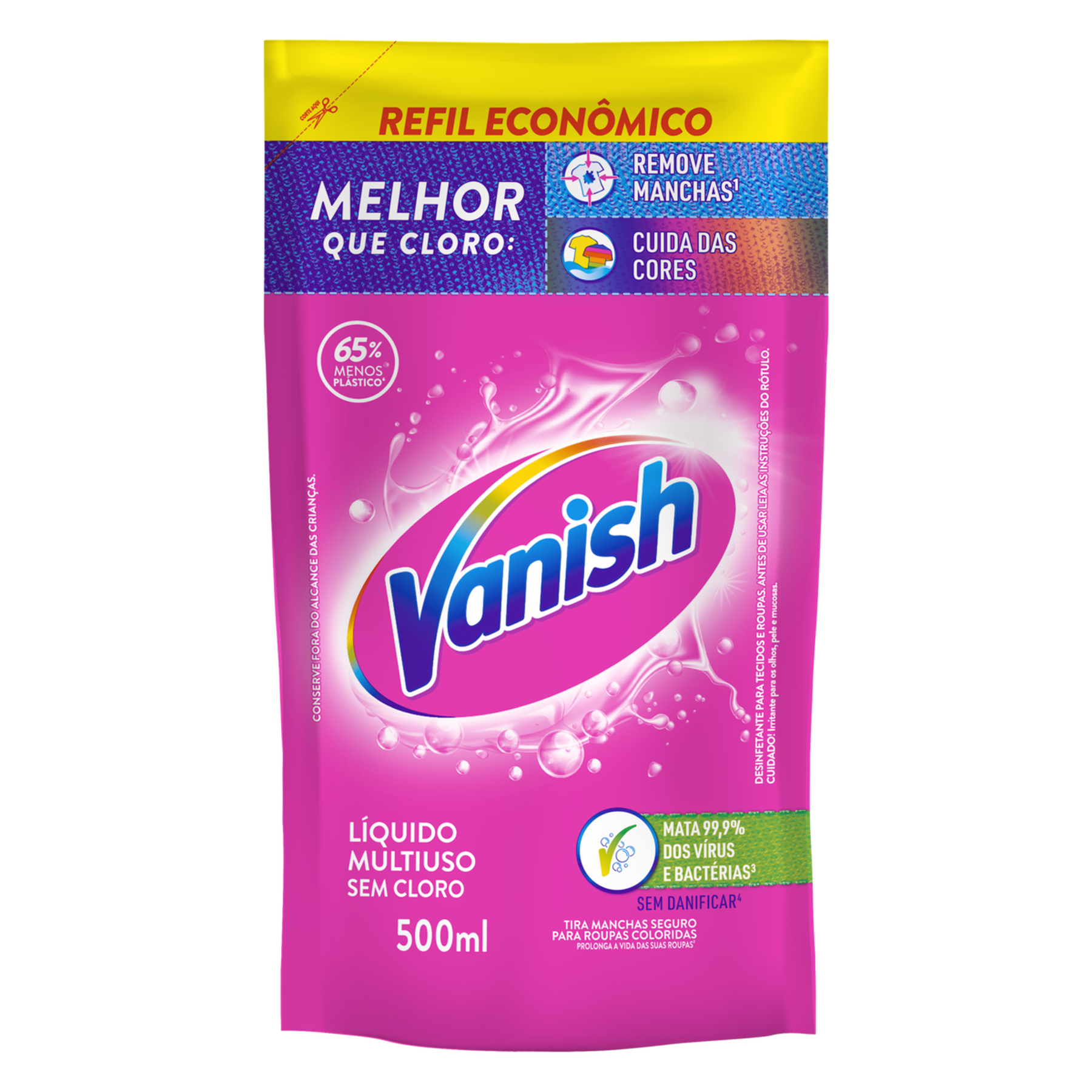 Tira-Manchas L&iacute;quido Multiuso Vanish Sach&ecirc; 500ml - Refil Econ&ocirc;mico