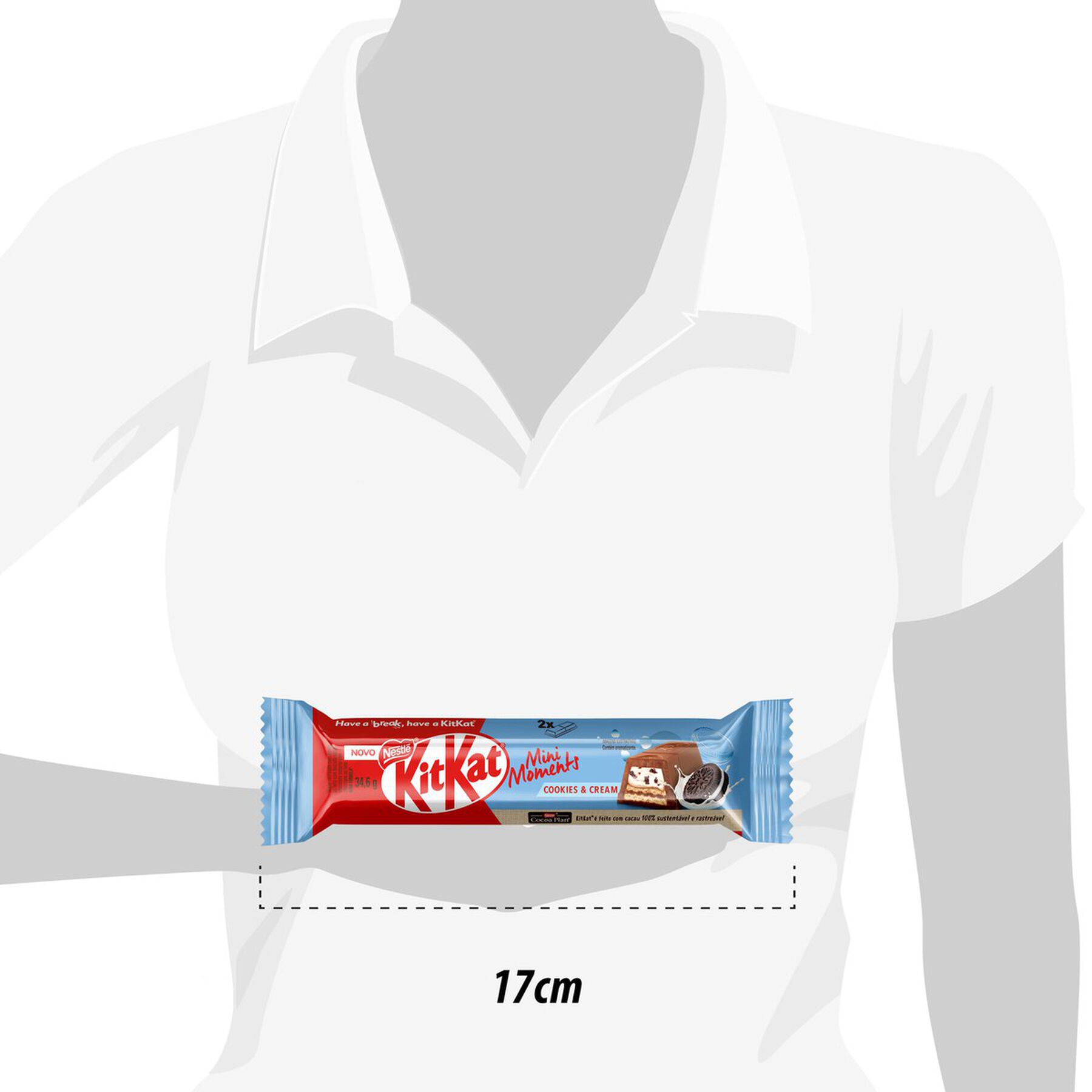 Chocolate Wafer Cookies e Cream Mini Moments KitKat Nestlé Pacote 34,6g