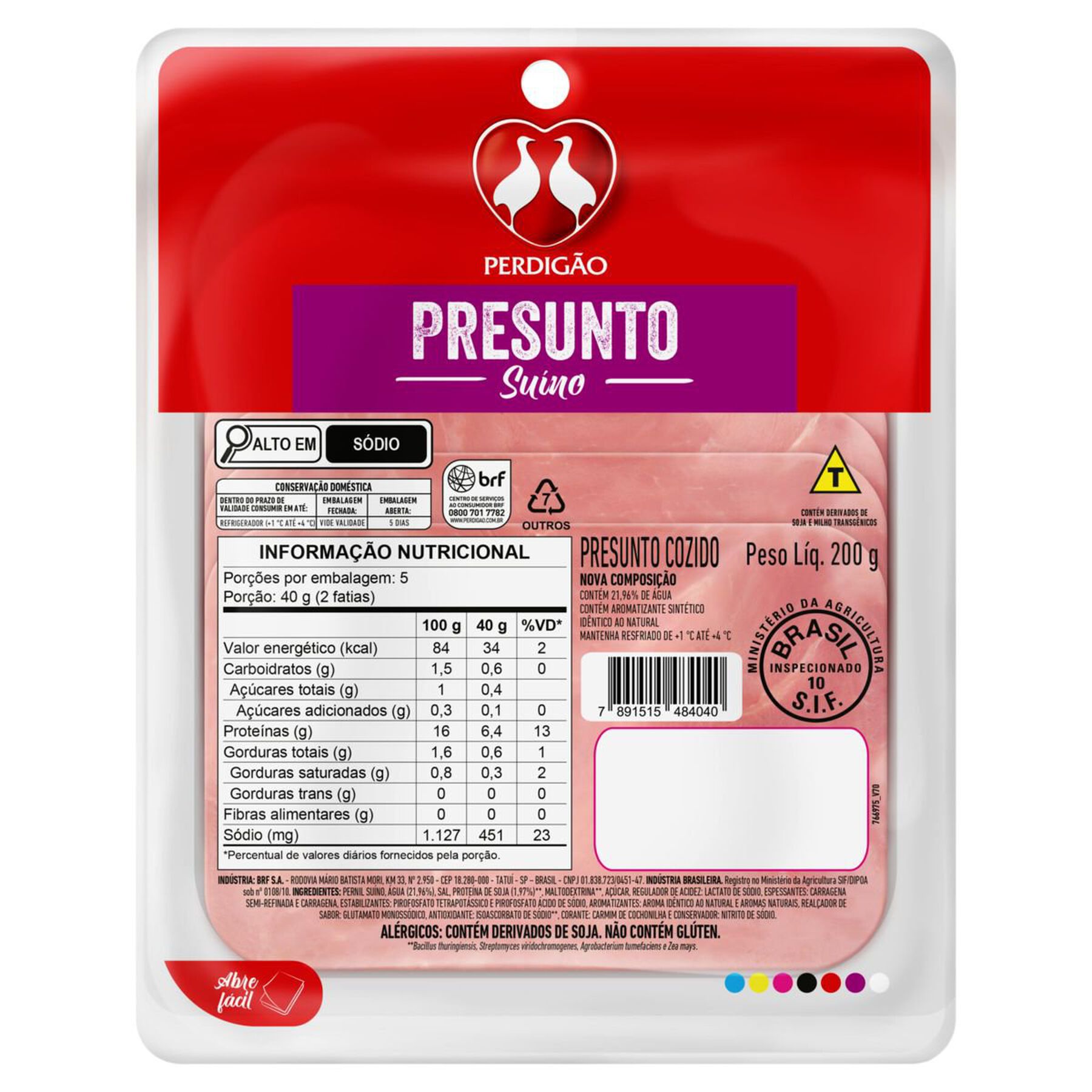 Presunto Cozido Fatiado Perdigão 200g