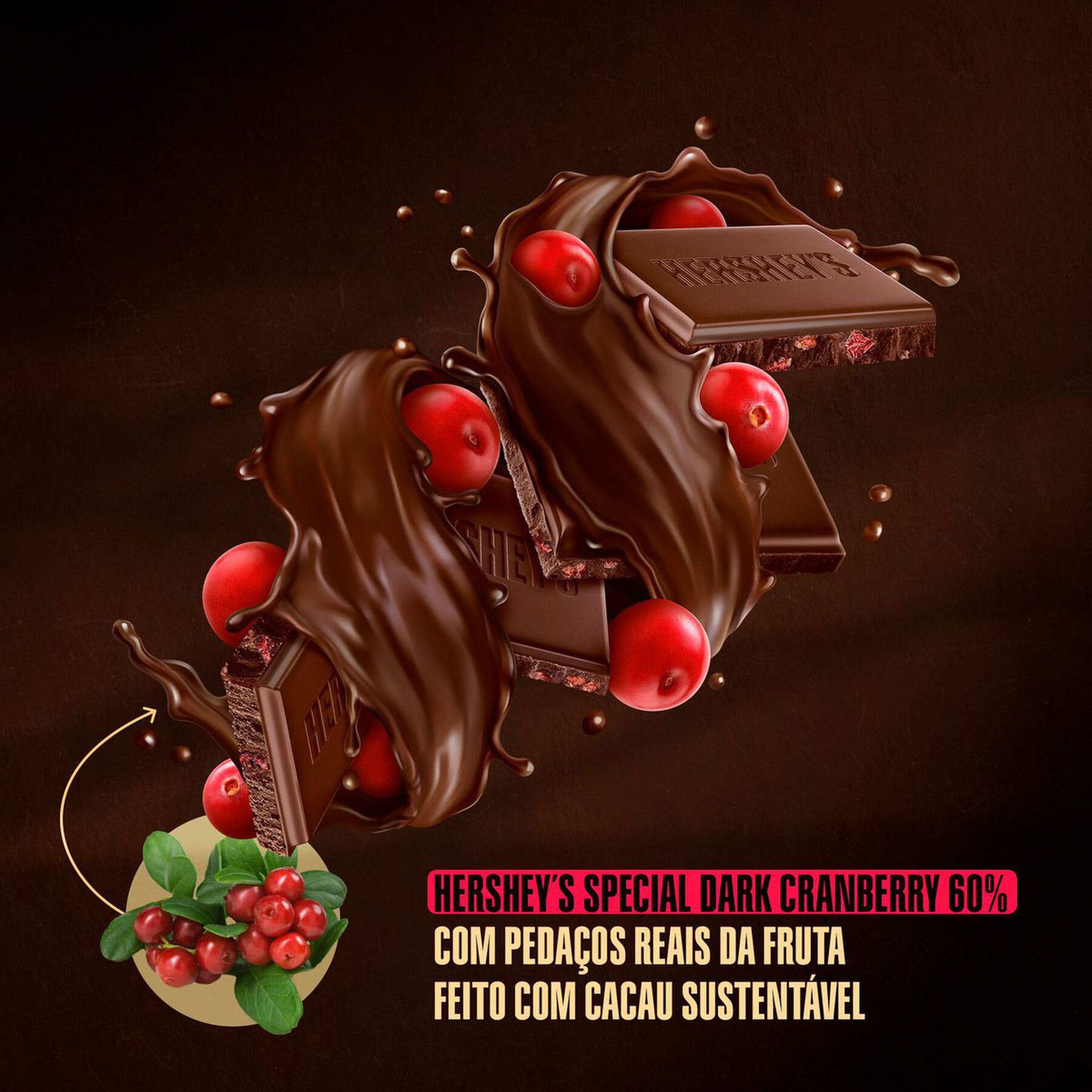 Chocolate Amargo 60% Cacau Cranberry Hersheys Special Dark Pacote 85g