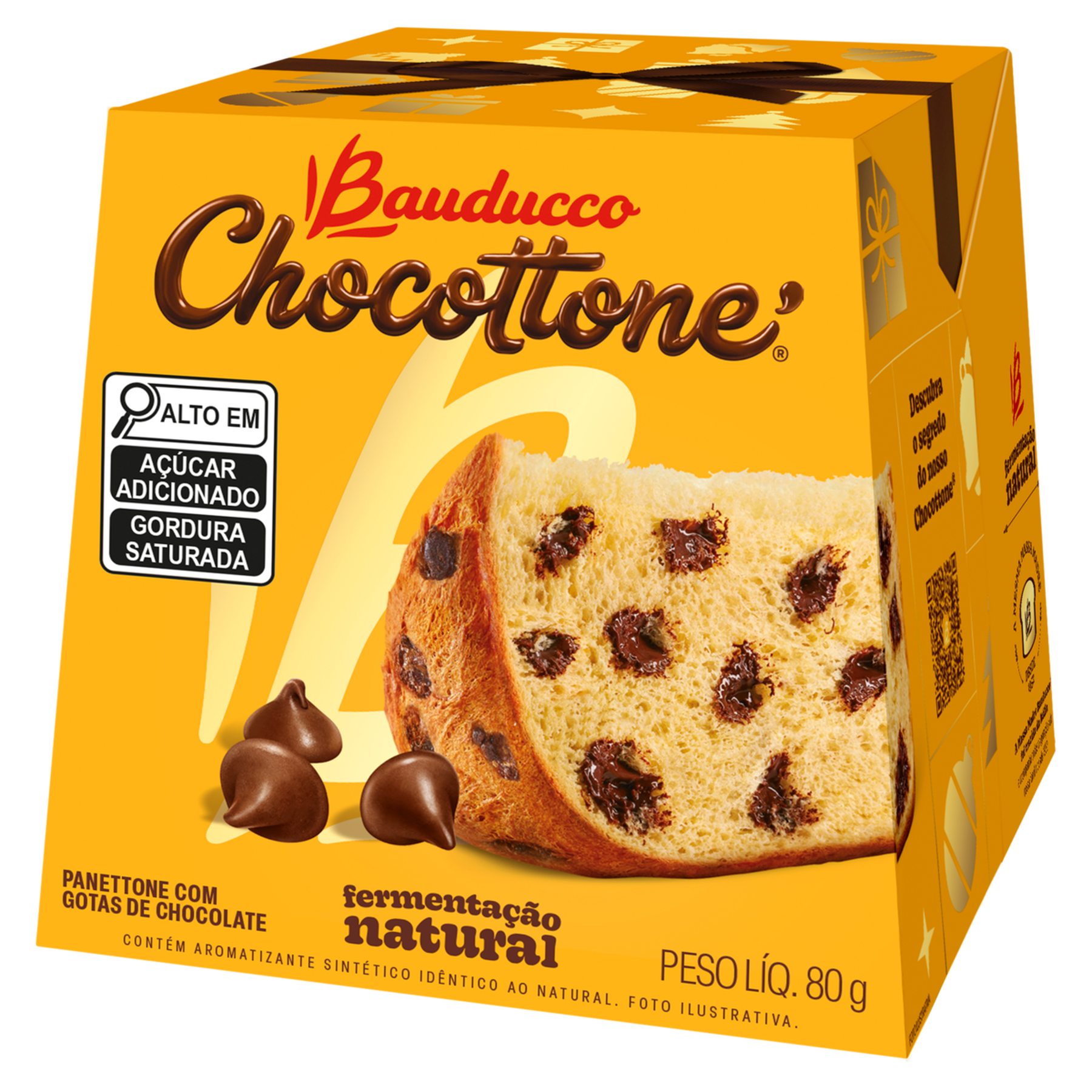 Panettone com Gotas de Chocolate Chocottone Bauducco Caixa 80g