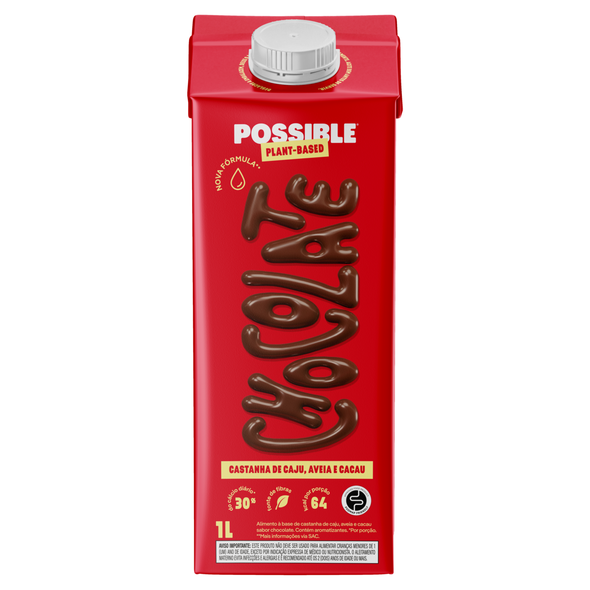 Bebida &agrave; Base de Castanha-de-Caju, Aveia e Cacau Chocolate Possible Caixa 1l