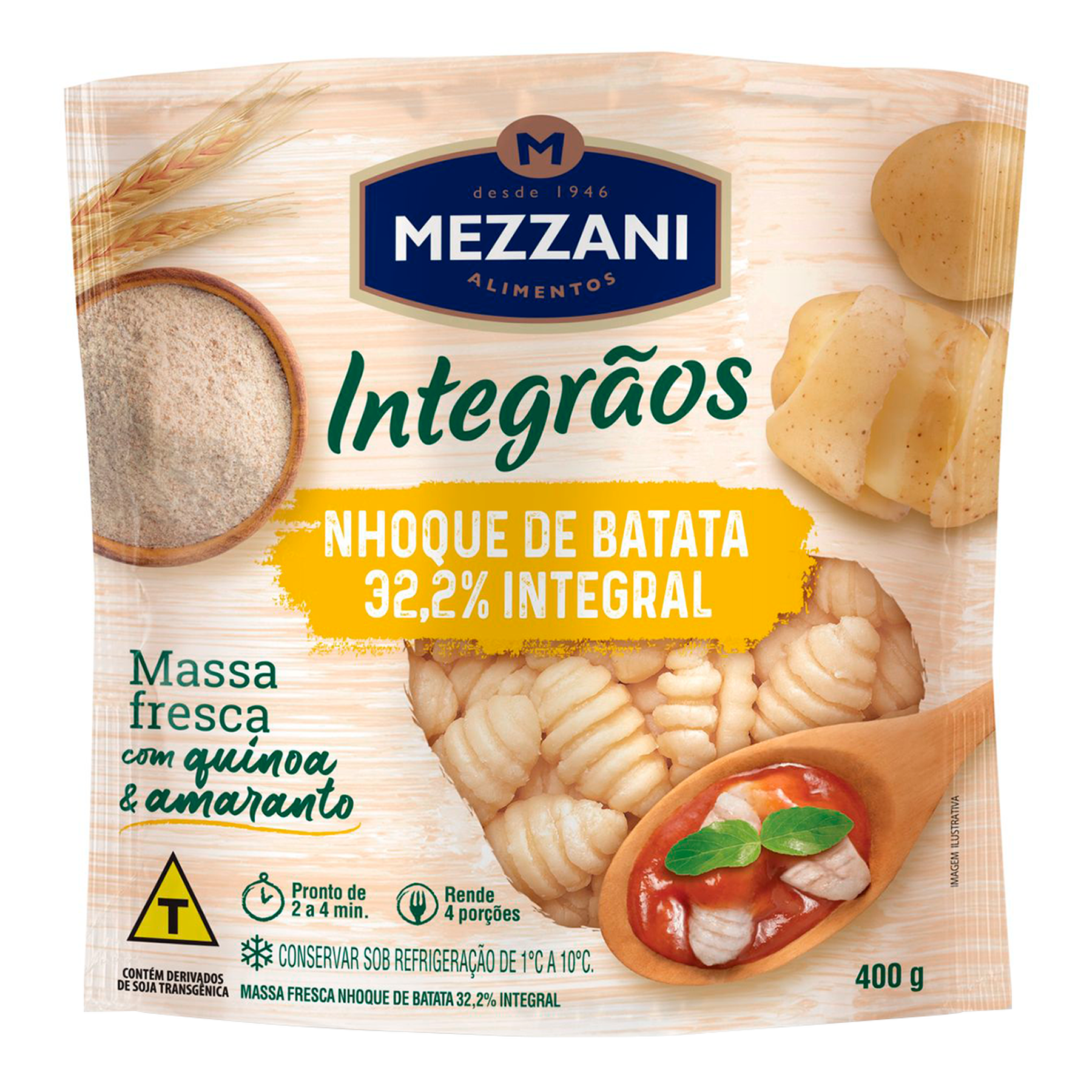 Massa Fresca Nhoque de Batata Integr&atilde;os Mezzani Pacote 400g