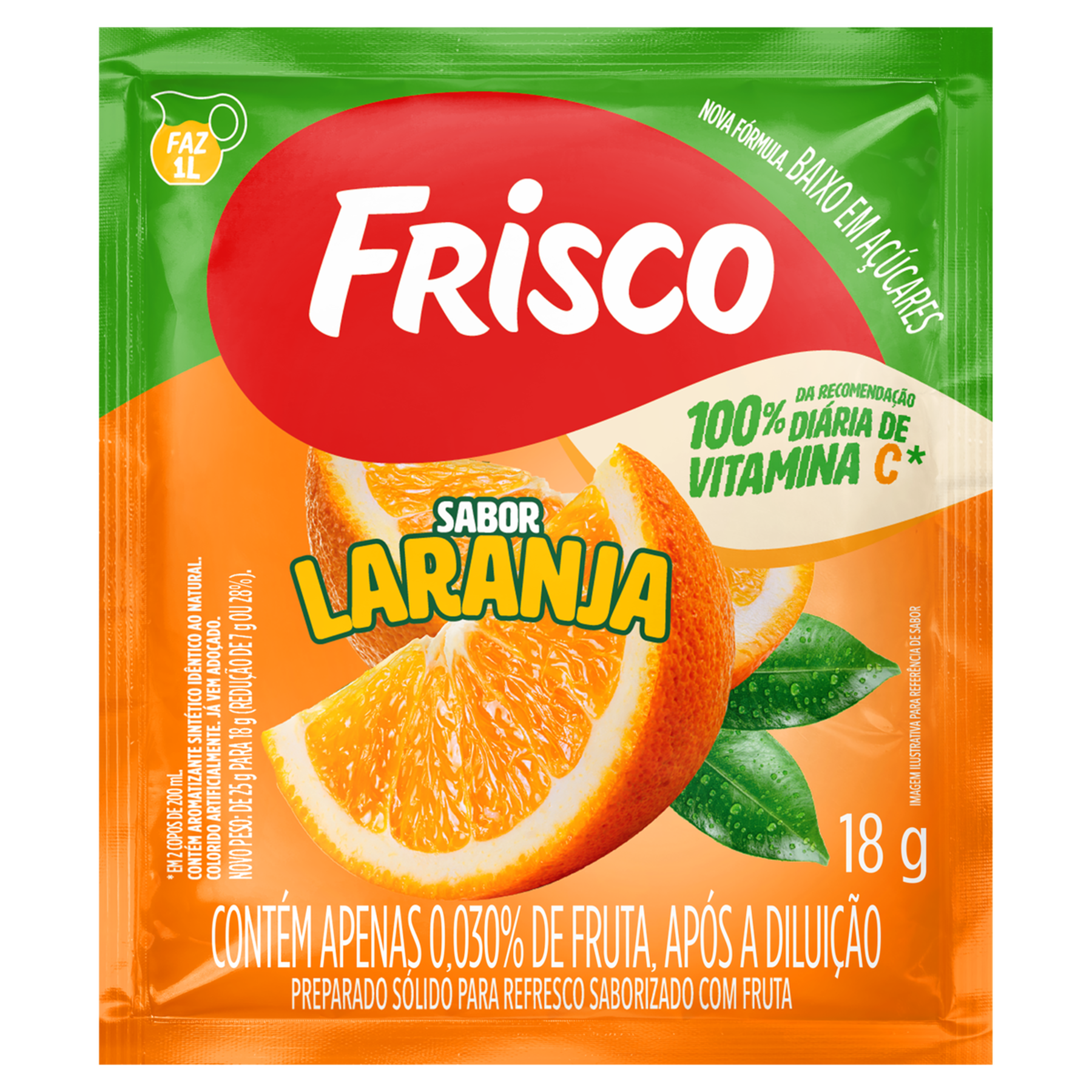 Refresco em Pó Laranja Frisco Pacote 18g