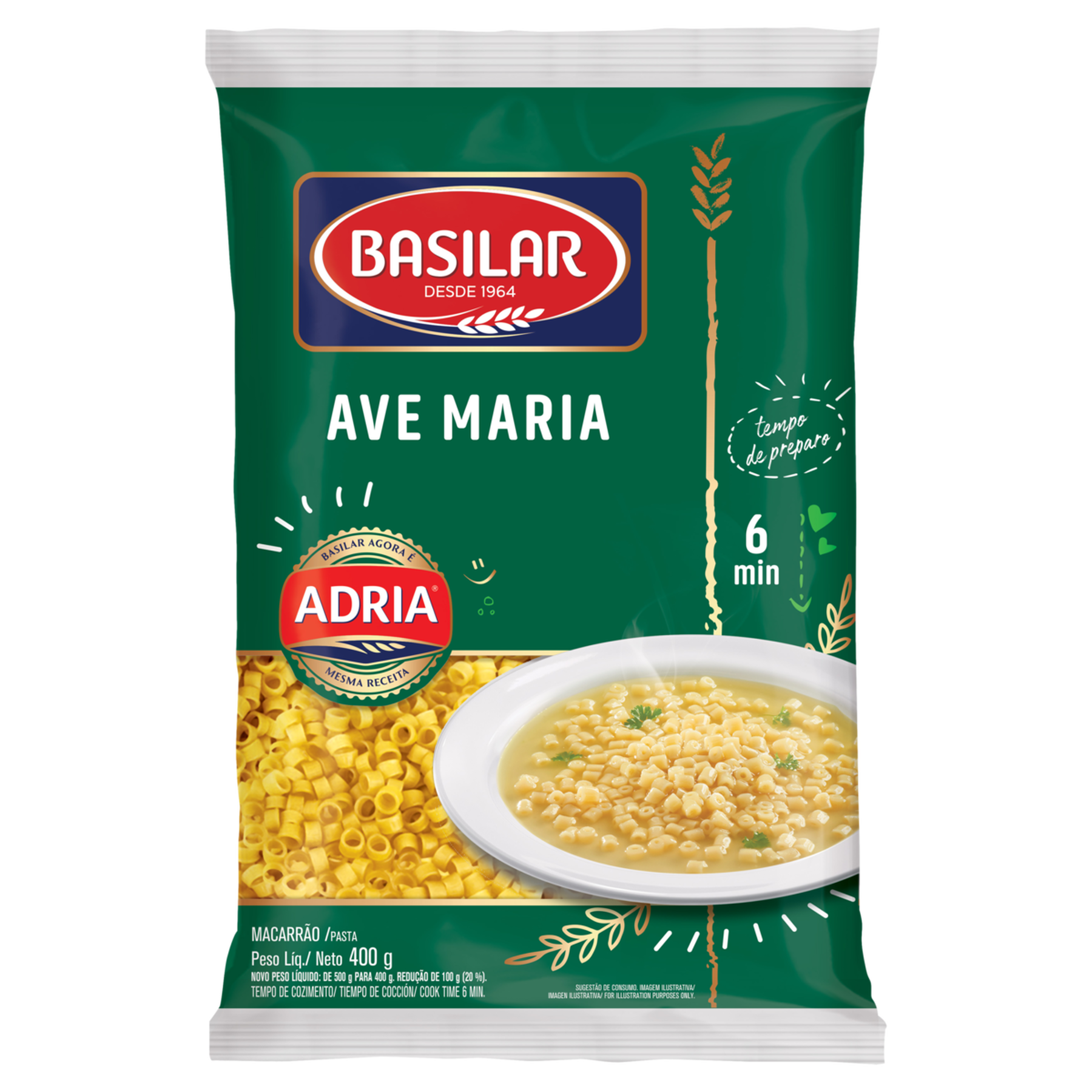 Macarrão Semolado Ave Maria Basilar Pacote 400g