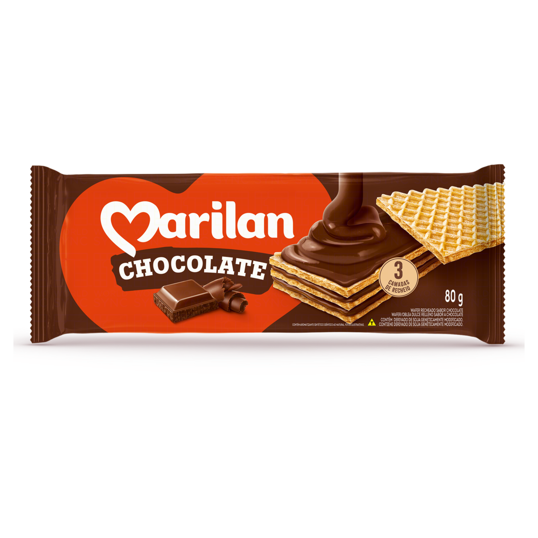 Biscoito Wafer Recheio Chocolate Marilan Pacote 80g