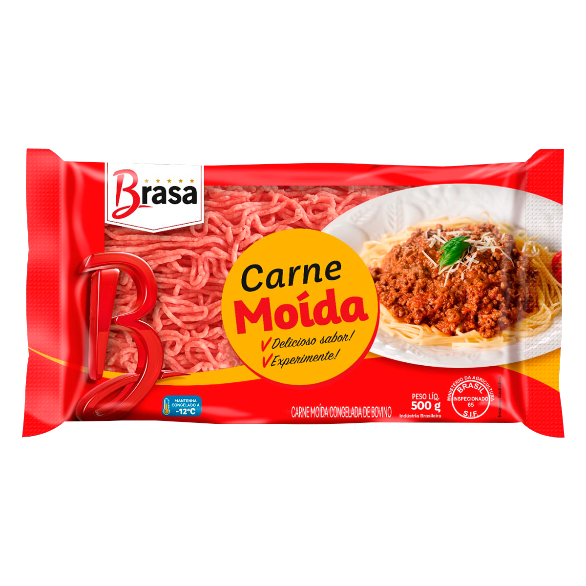 Carne Mo&iacute;da Bovina Congelada Brasa Pacote 500g