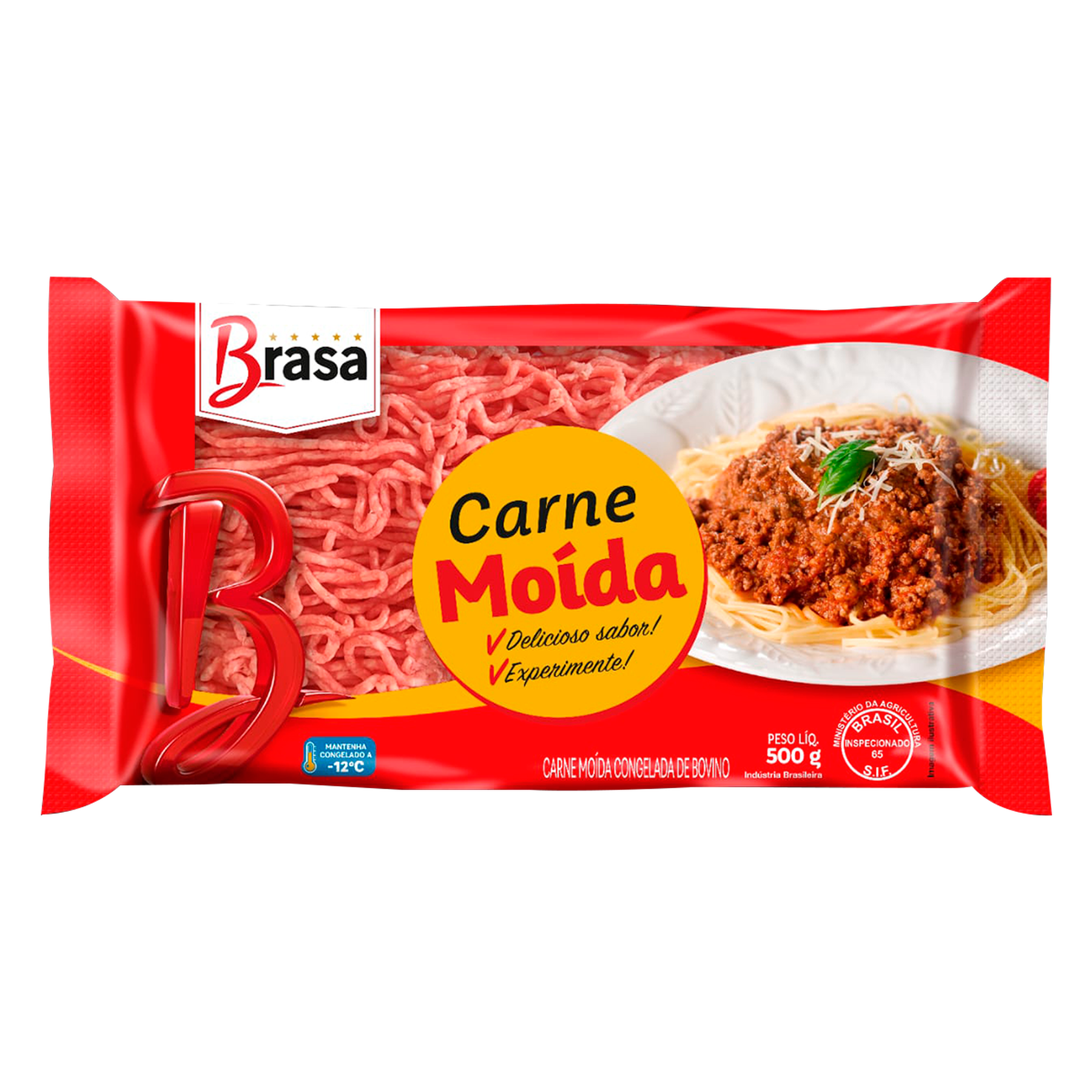 Carne Moída Bovina Congelada Brasa Pacote 500g