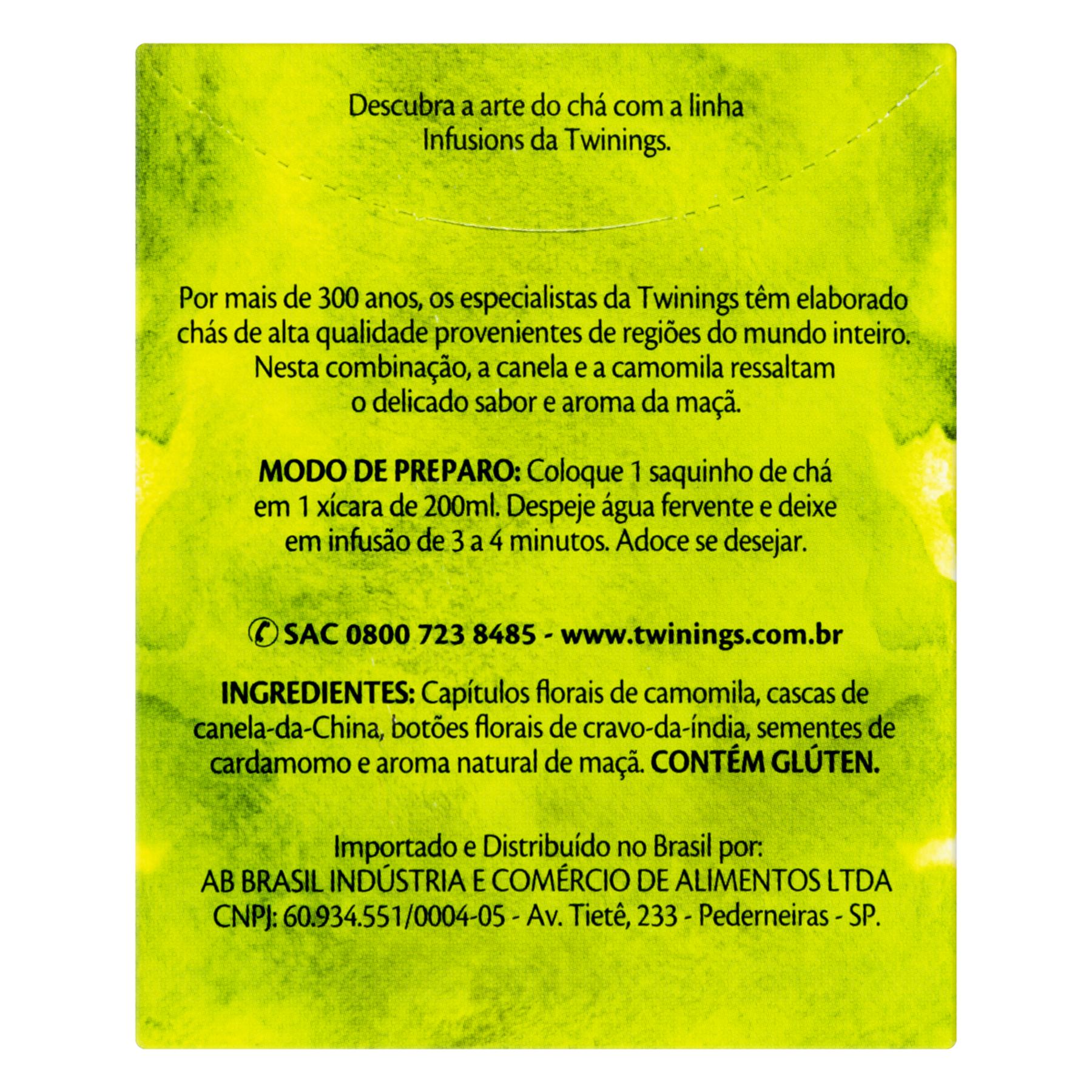 Ch&aacute; Twinings Camomila, Canela e Ma&ccedil;&atilde; 15g