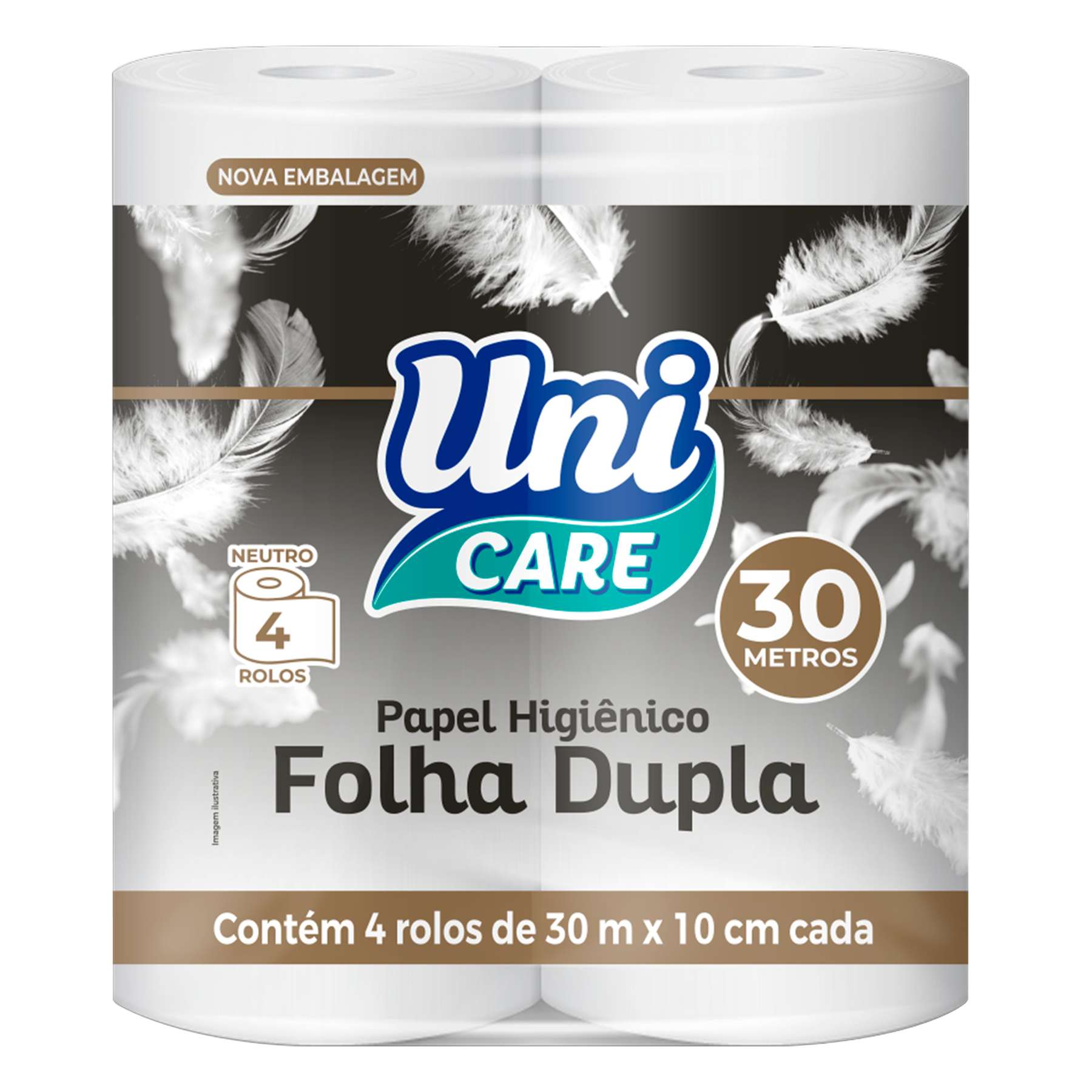 Papel Higiênico Folha Dupla Uni Care 30m C/4 Unidades