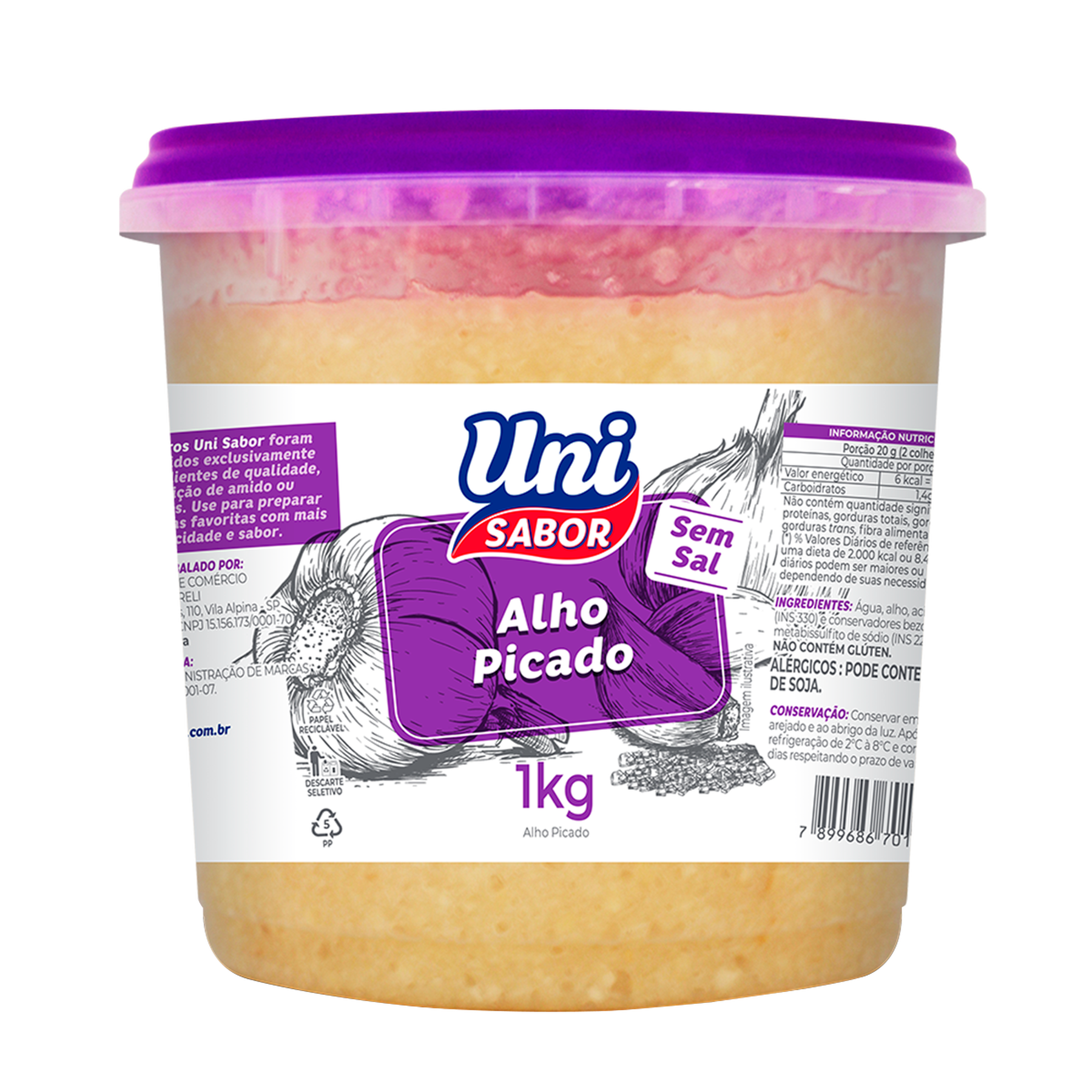 Alho Picado Uni Sabor Pote 1kg