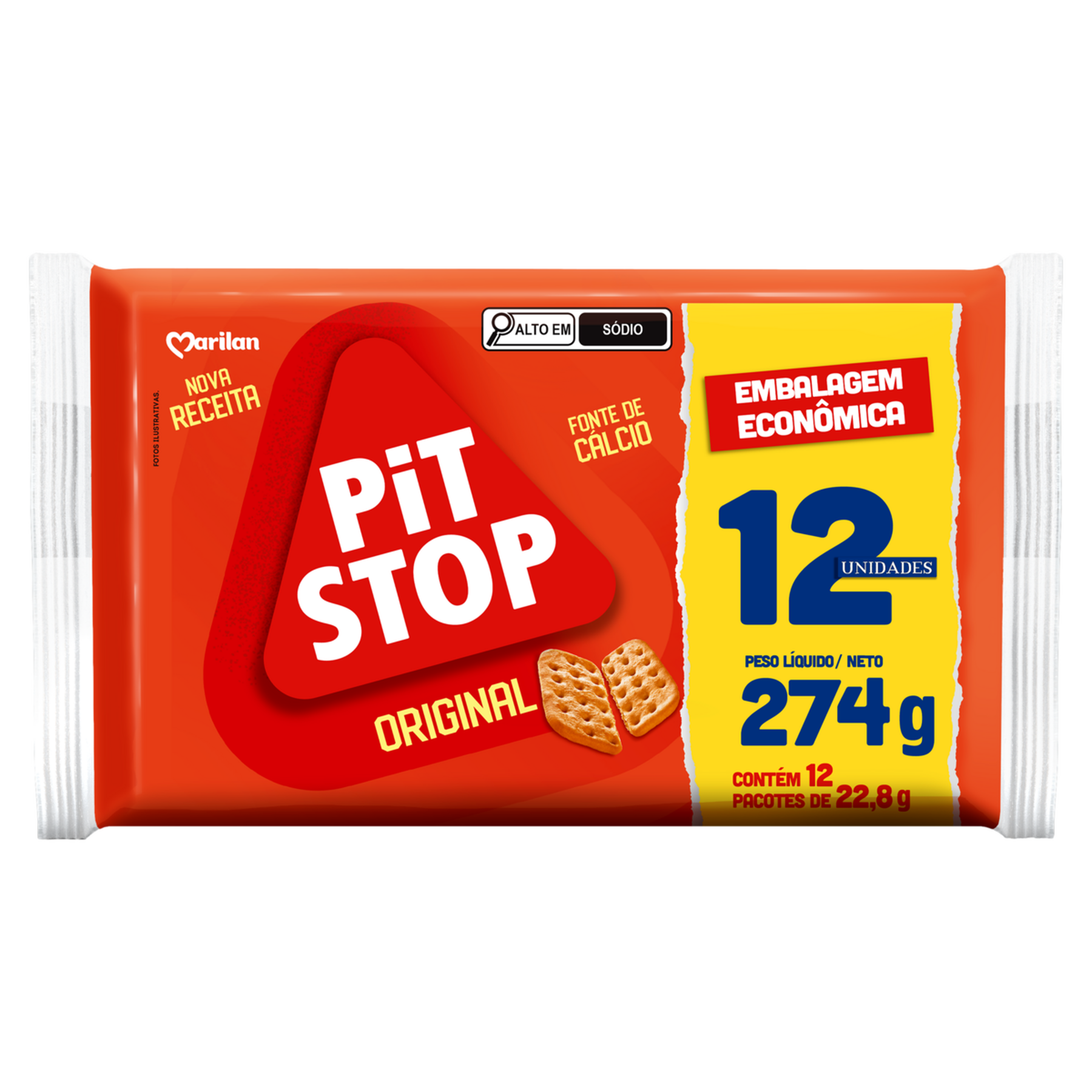 Biscoito Original Marilan Pit Stop Pacote 274g C/12 Unidades - Embalagem Econômica