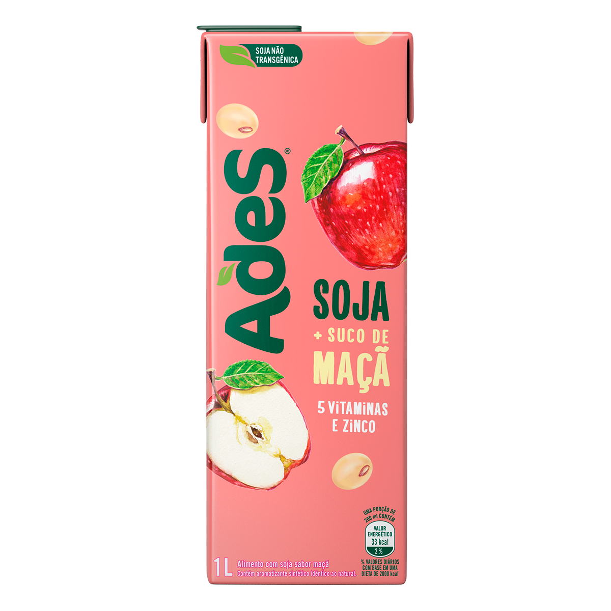 Bebida &agrave; Base de Soja Ma&ccedil;&atilde; Ades Caixa 1l