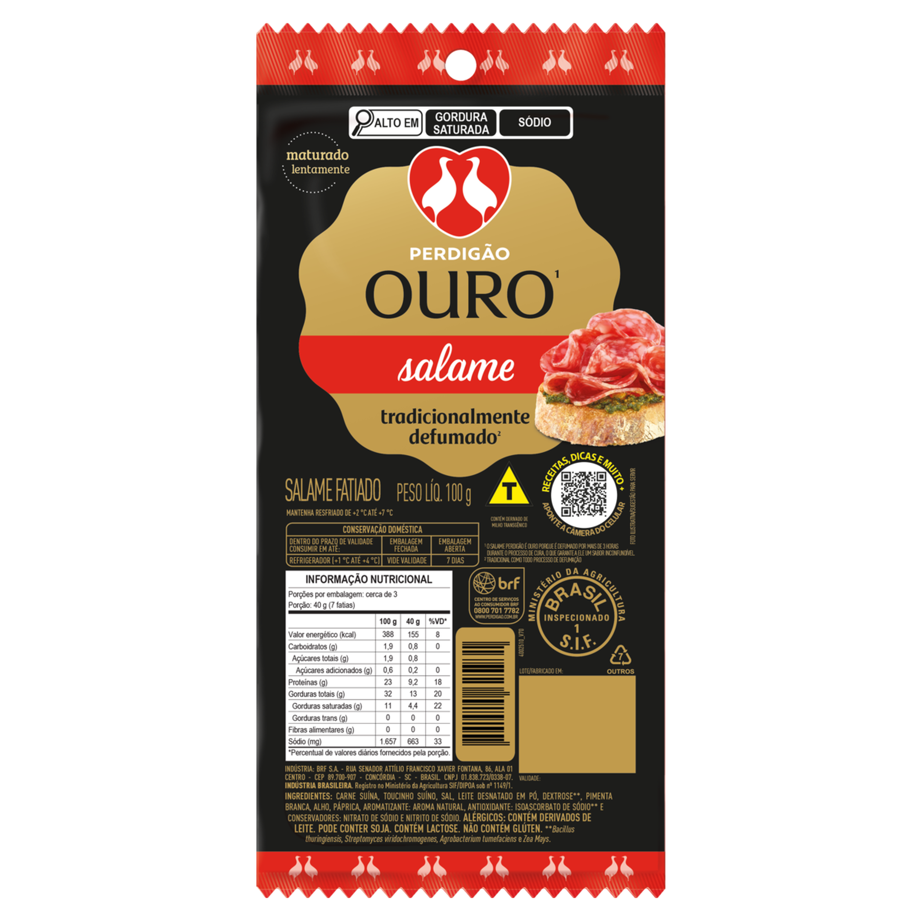 Salame Defumado Fatiado Ouro Perdigão 100g