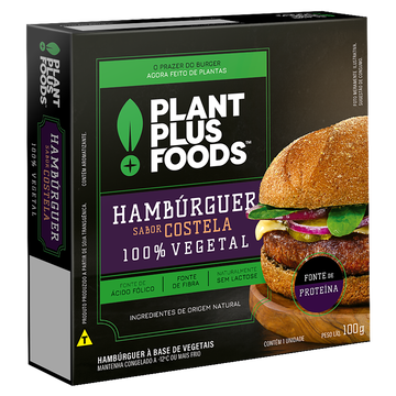 Hambúrguer Vegetal Costela PlantPlus Foods Caixa 100g