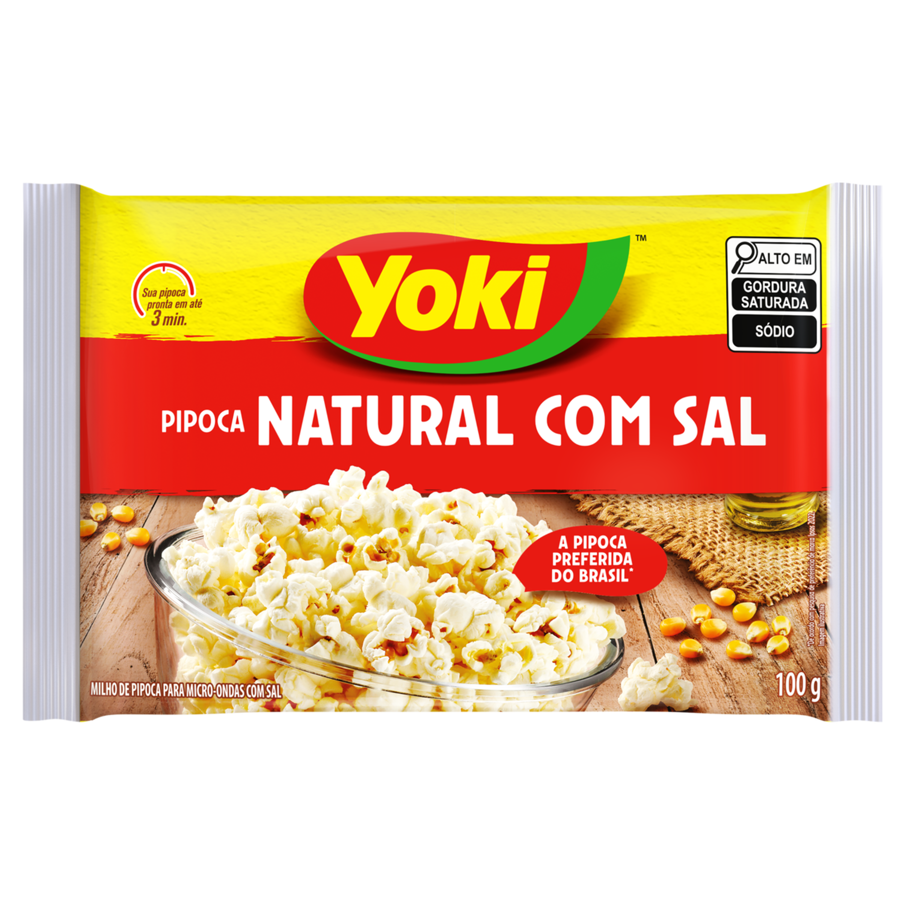 Pipoca para Micro-Ondas Natural com Sal Yoki Pacote 100g