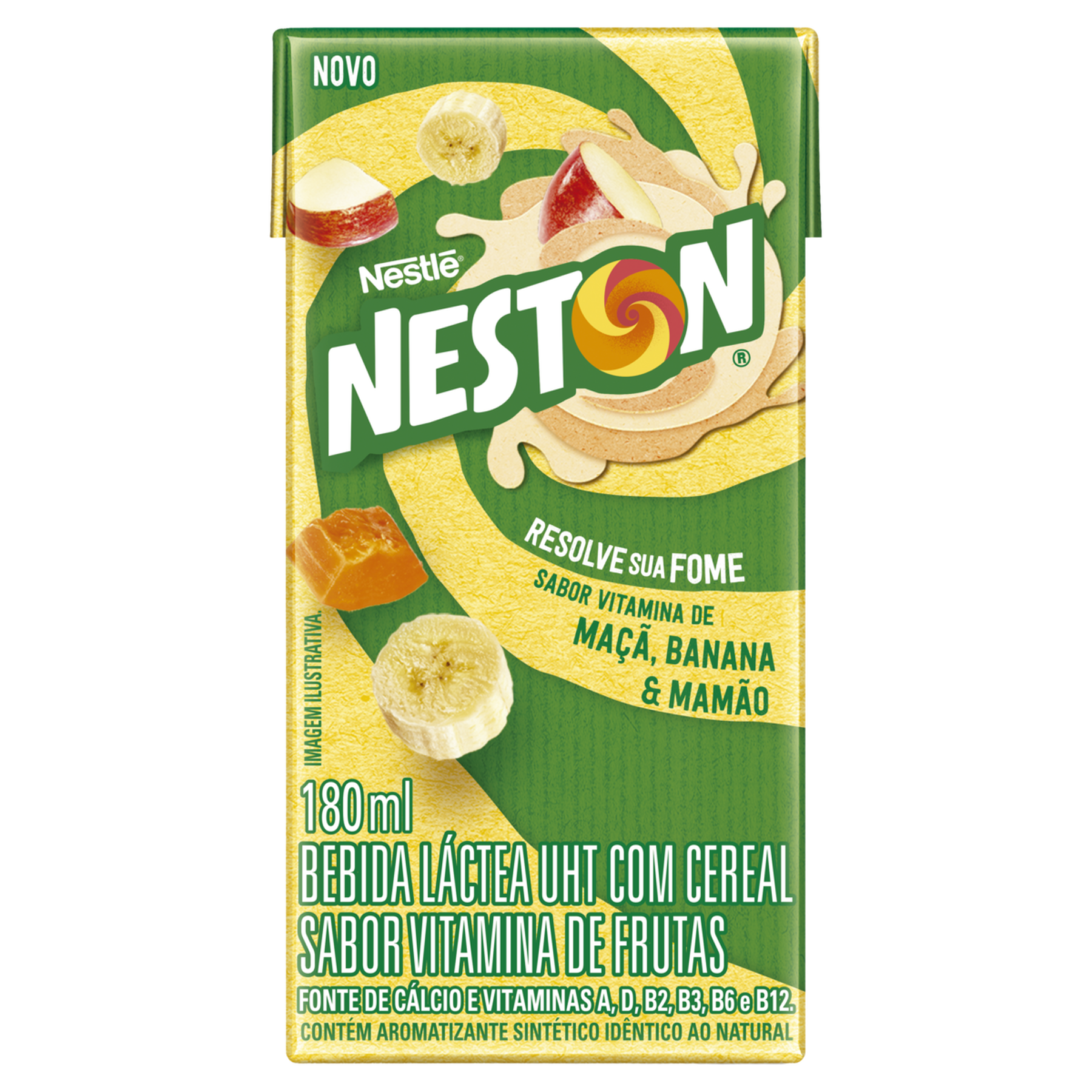 Bebida L&aacute;ctea UHT Vitamina de Ma&ccedil;&atilde;, Banana e Mam&atilde;o Neston Caixa 180ml