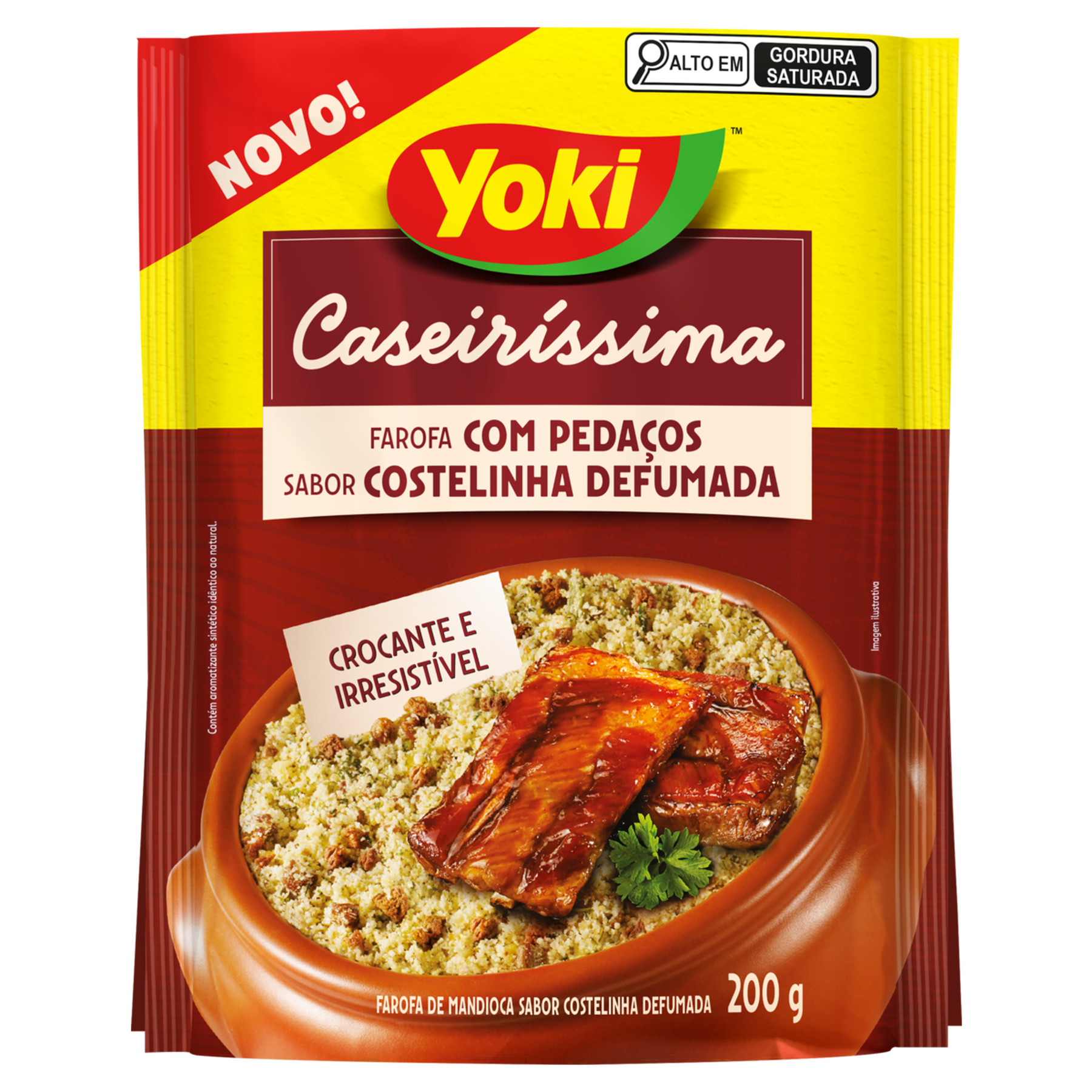 Farofa de Mandioca com Peda&ccedil;os Costelinha Defumada Yoki Caseir&iacute;ssima Pacote 200g